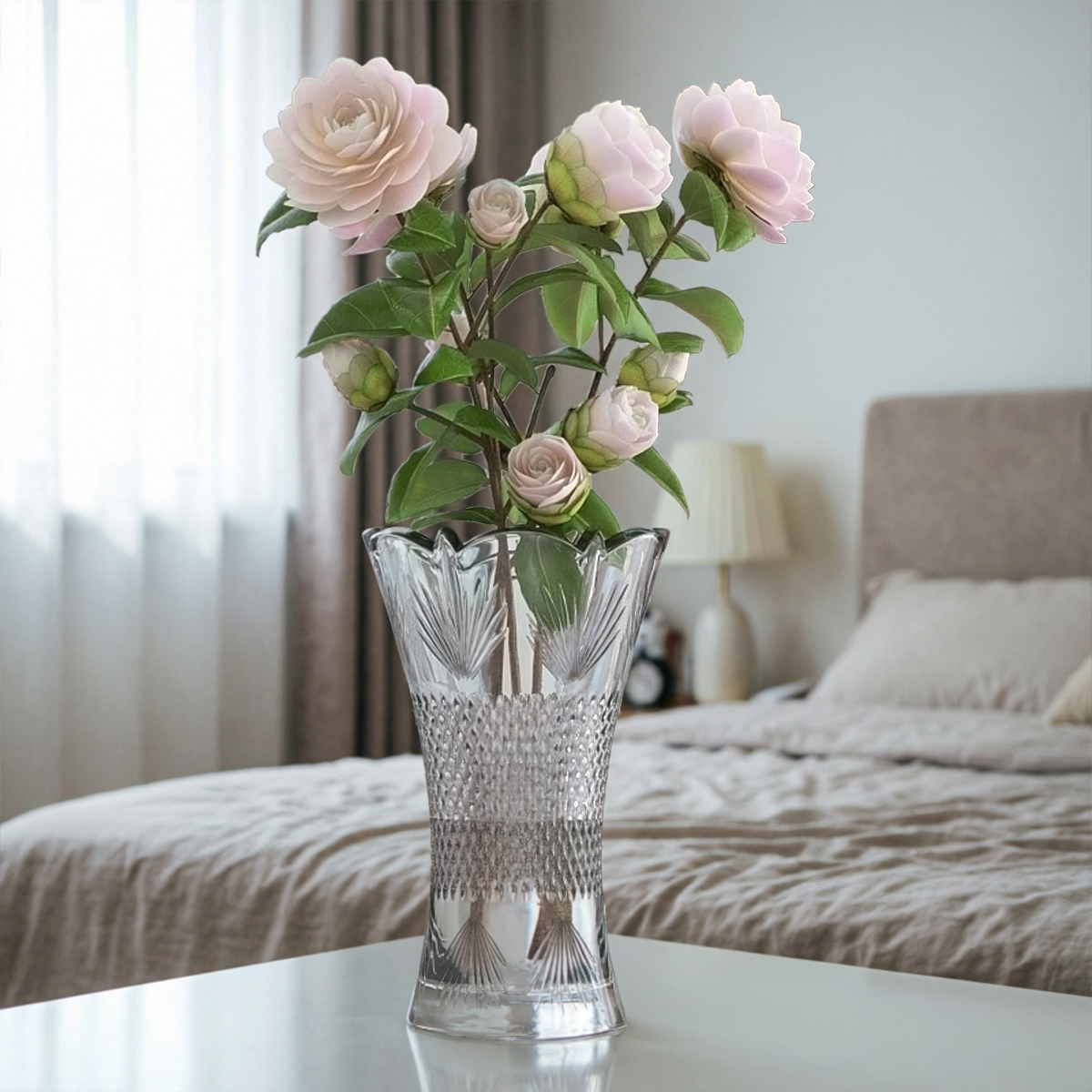 White Camellia Bouquet Vase