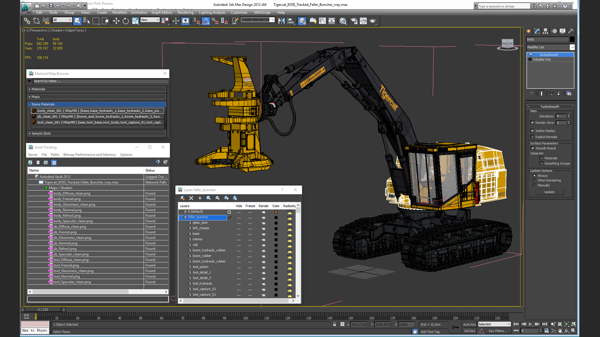 3D Tigercat 855D Tracked Feller Buncher
