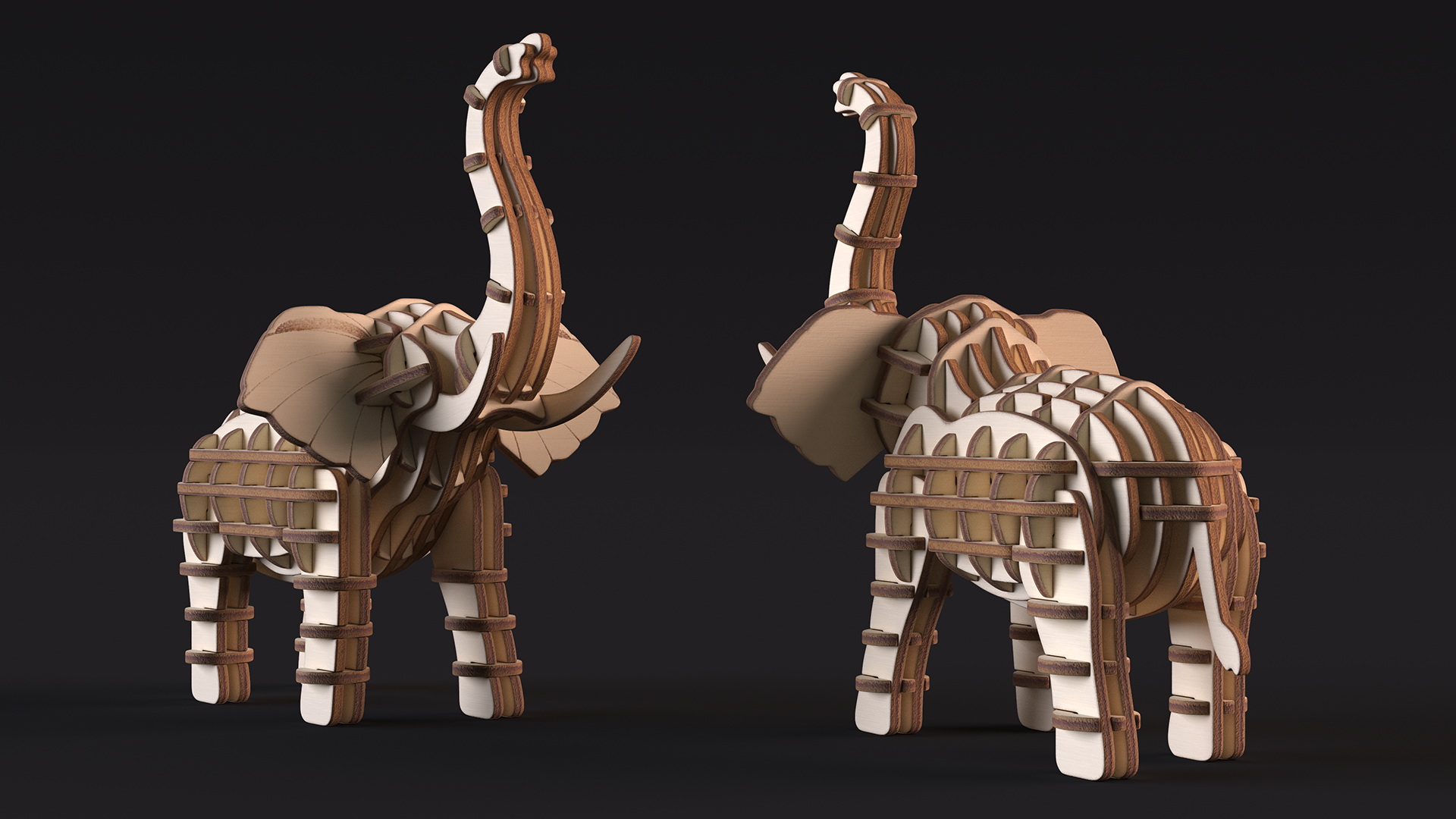 3D model Elephant Wooden 3D Puzzle