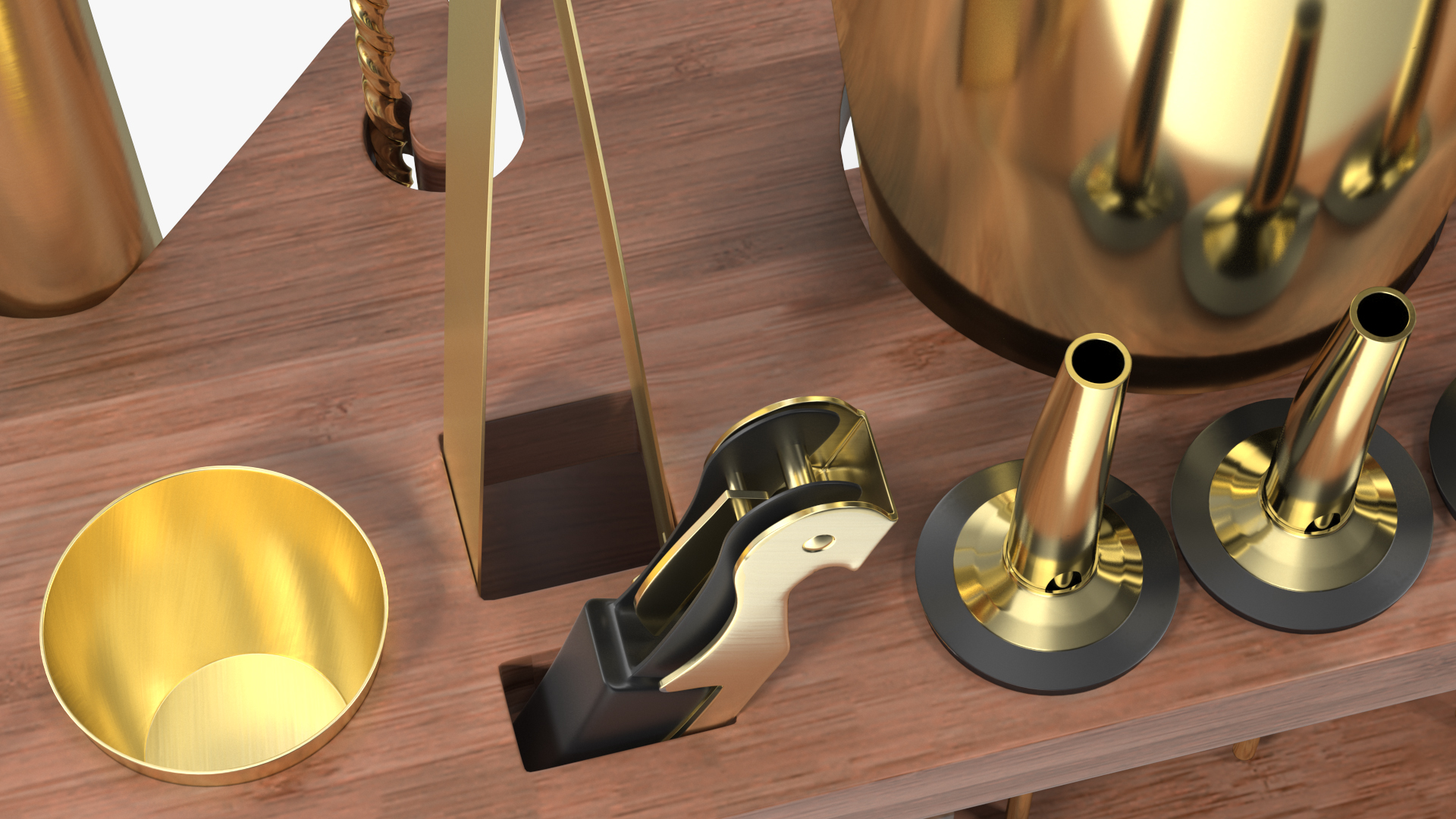 3D model Gold Bar Kit with Wooden Stand 21 Pieces