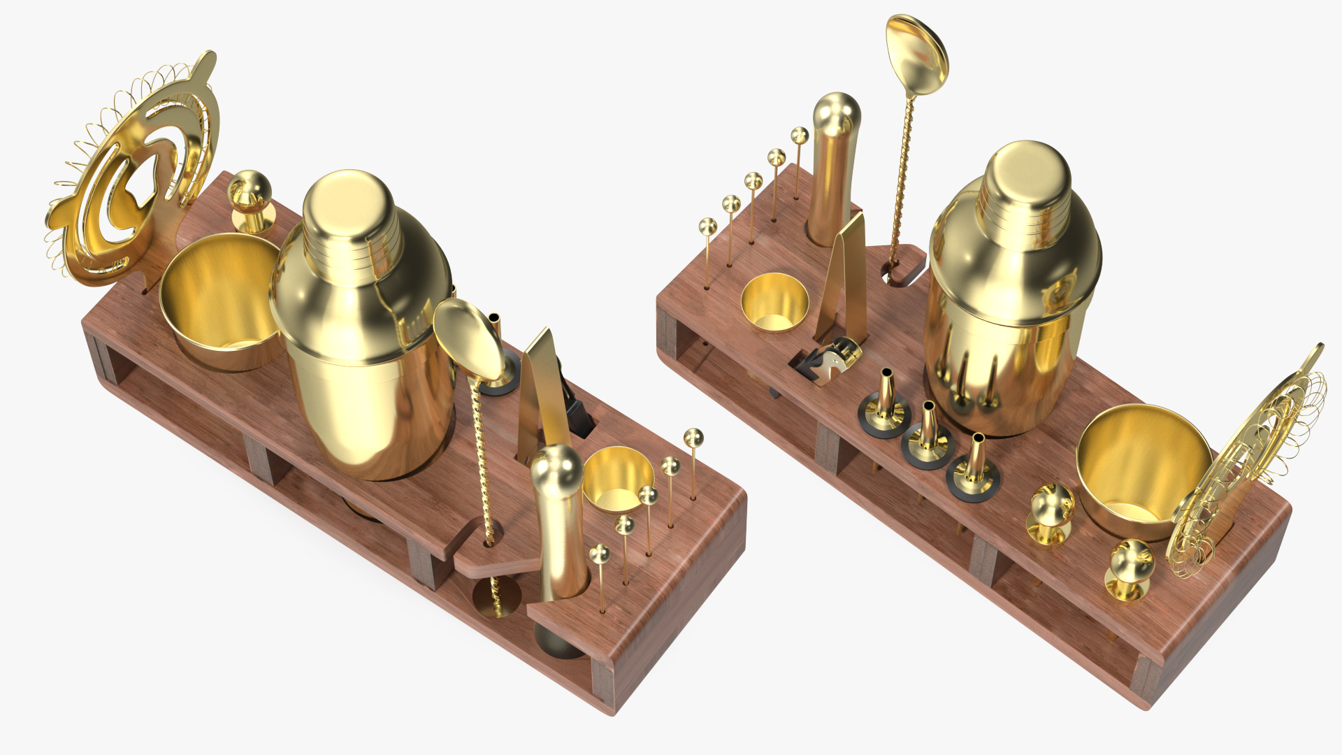 3D model Gold Bar Kit with Wooden Stand 21 Pieces