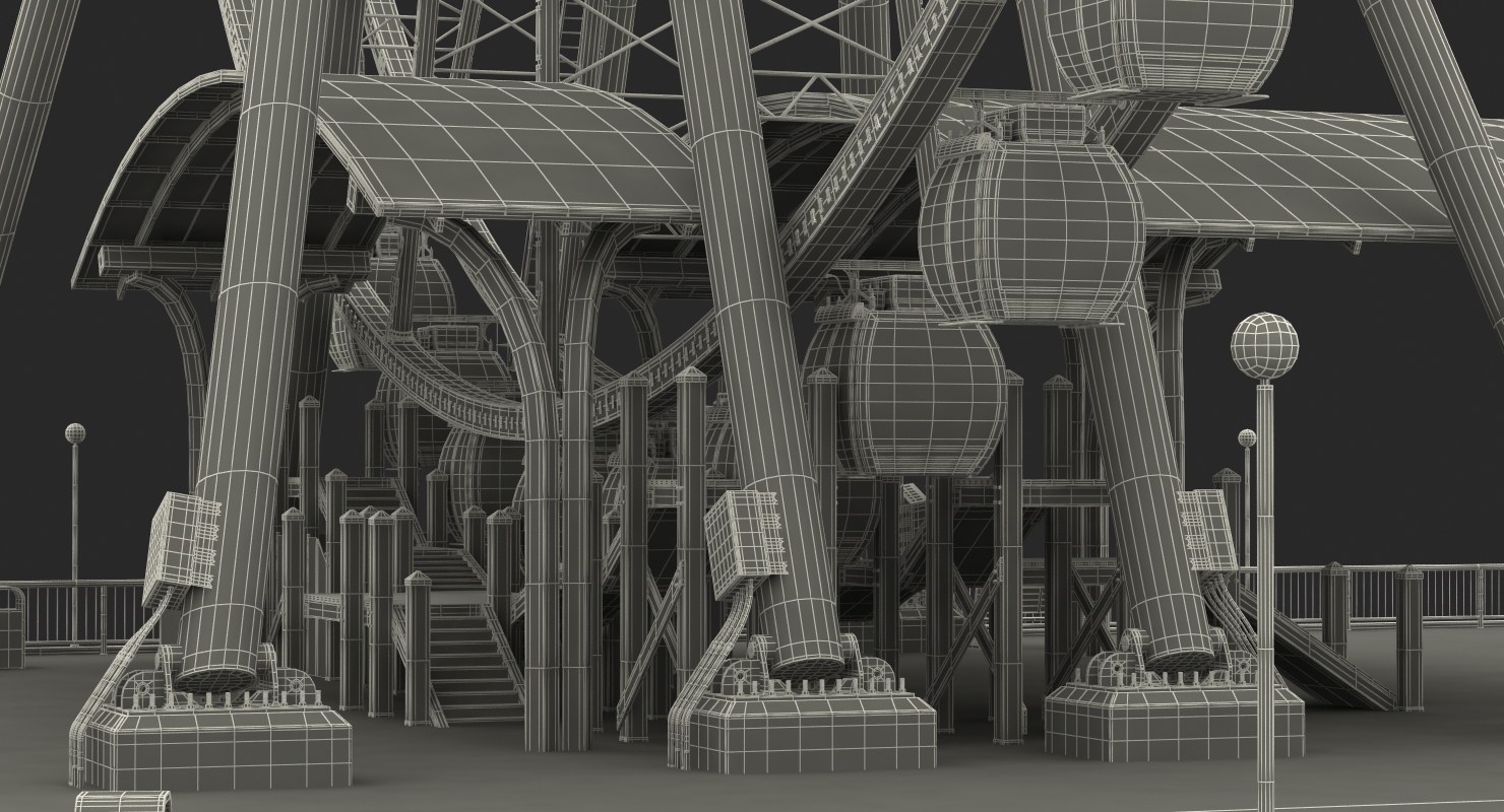 3D Seattle Great Ferris Wheel at Pier Rigged