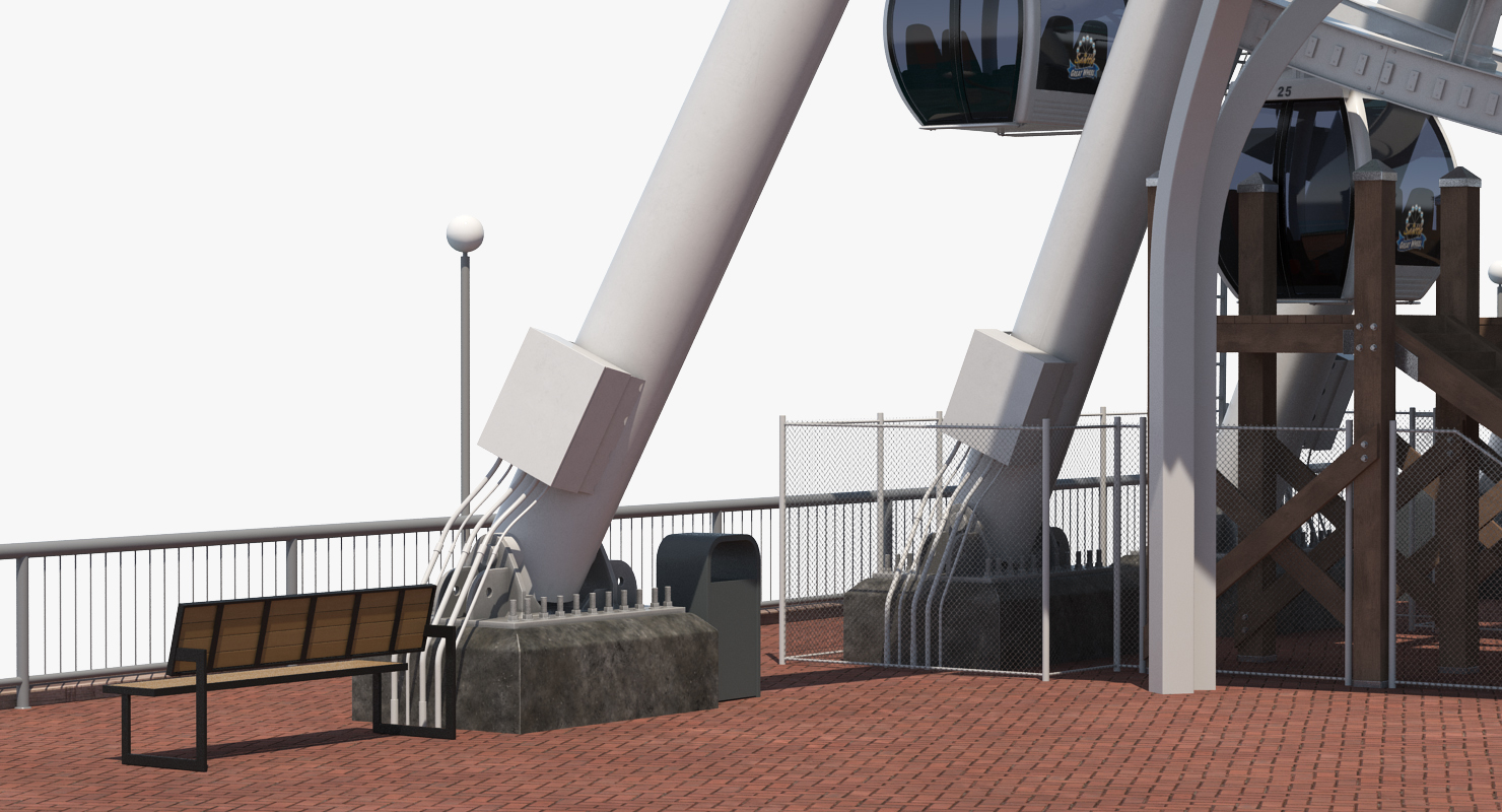 3D Seattle Great Ferris Wheel at Pier Rigged