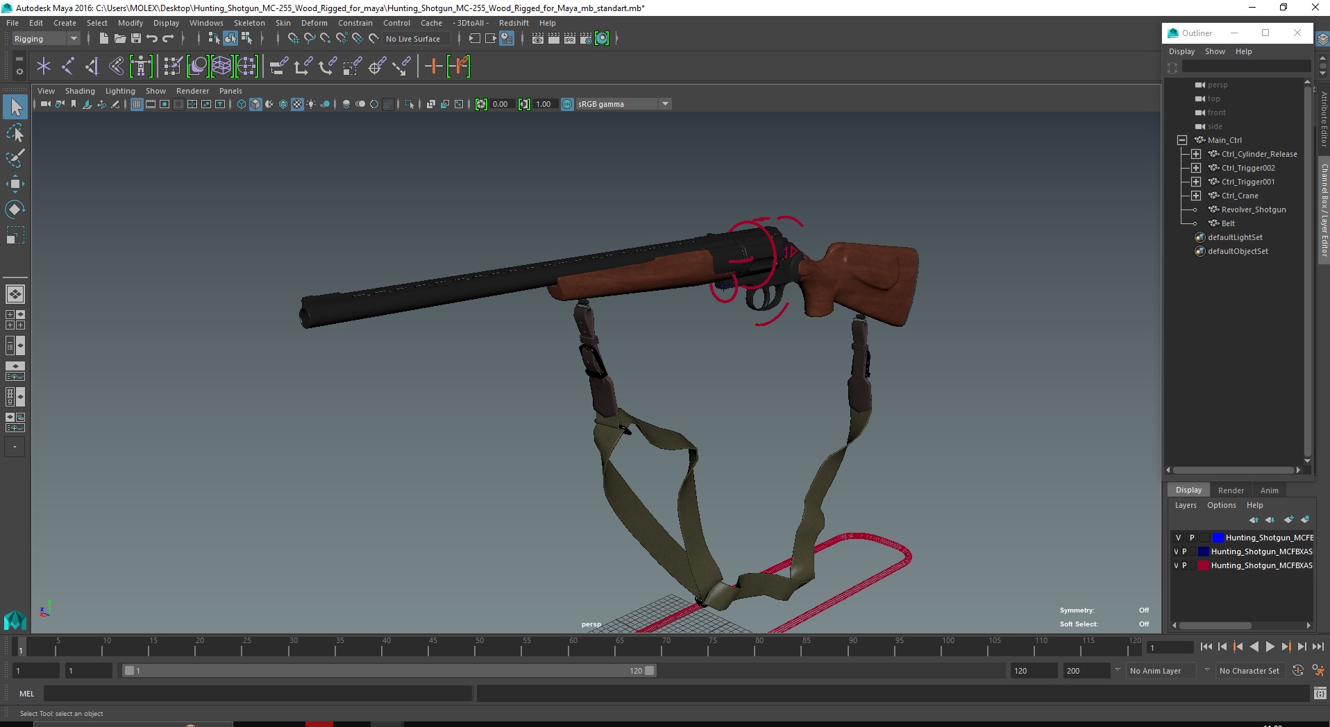 3D Hunting Shotgun MC-255 Wood Rigged for Maya model