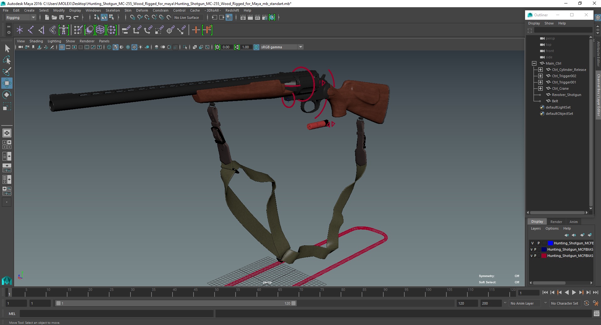 3D Hunting Shotgun MC-255 Wood Rigged for Maya model