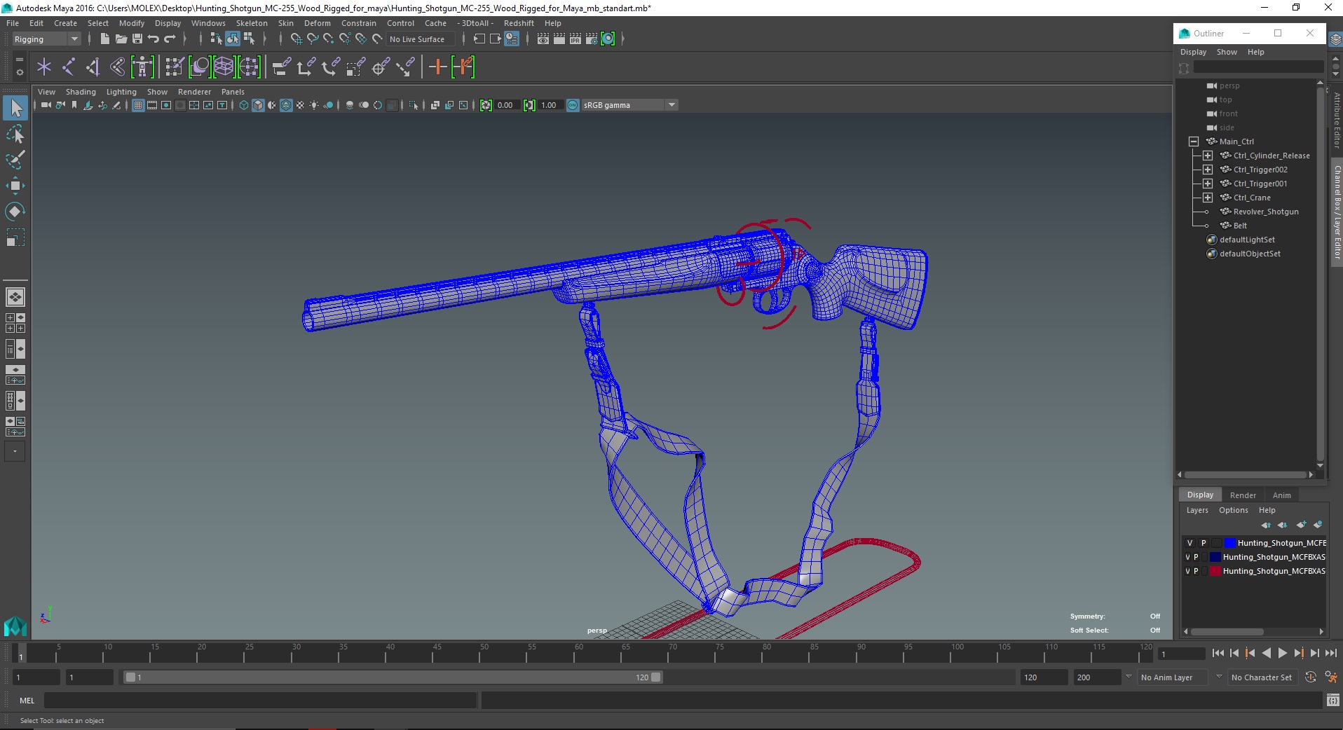 3D Hunting Shotgun MC-255 Wood Rigged for Maya model