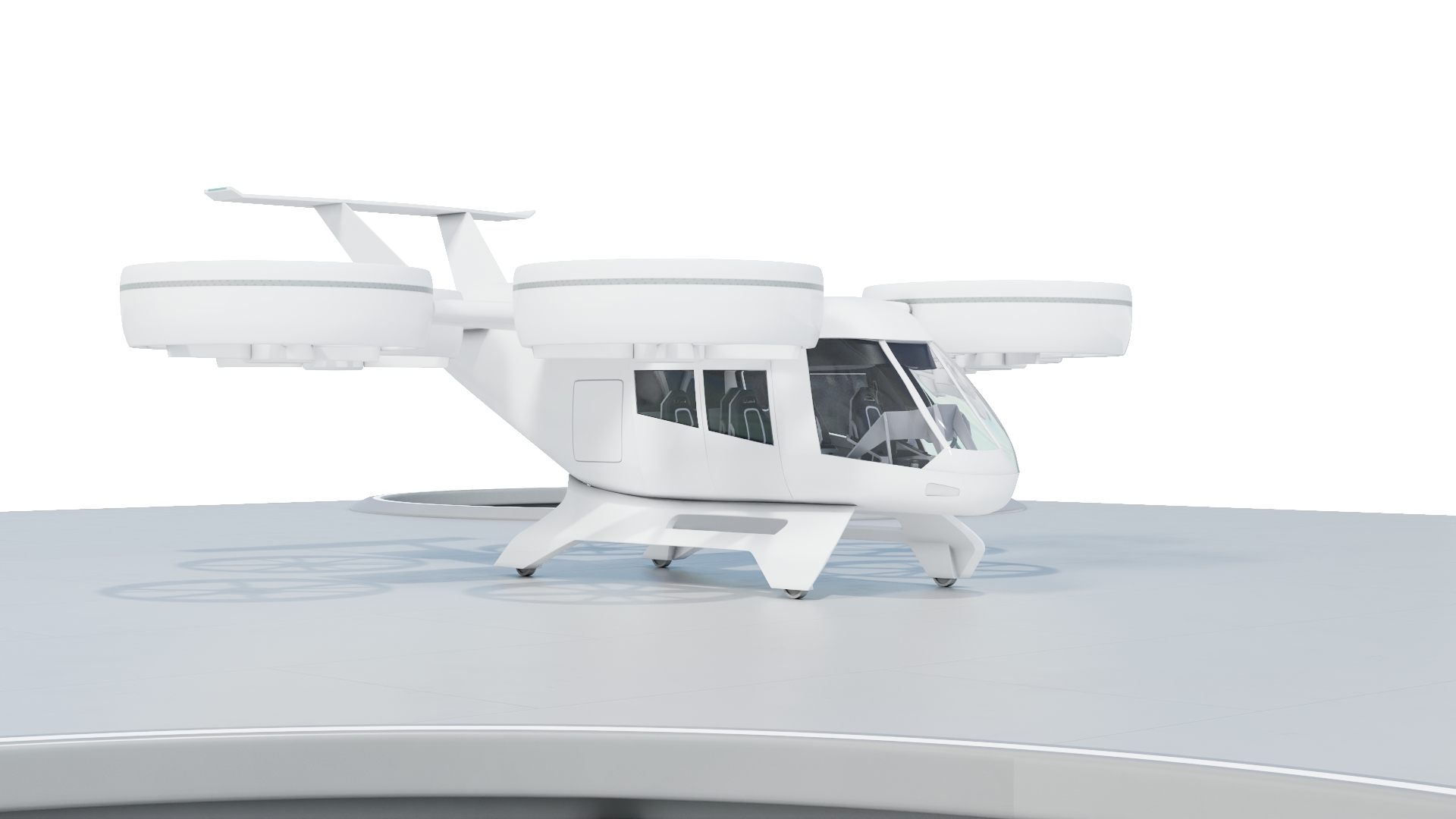 3D model Flying Taxis Hub with Passenger Aircraft