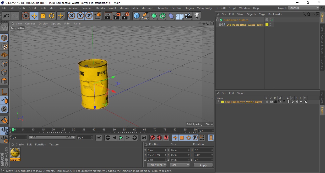 3D Old Radioactive Waste Barrel model
