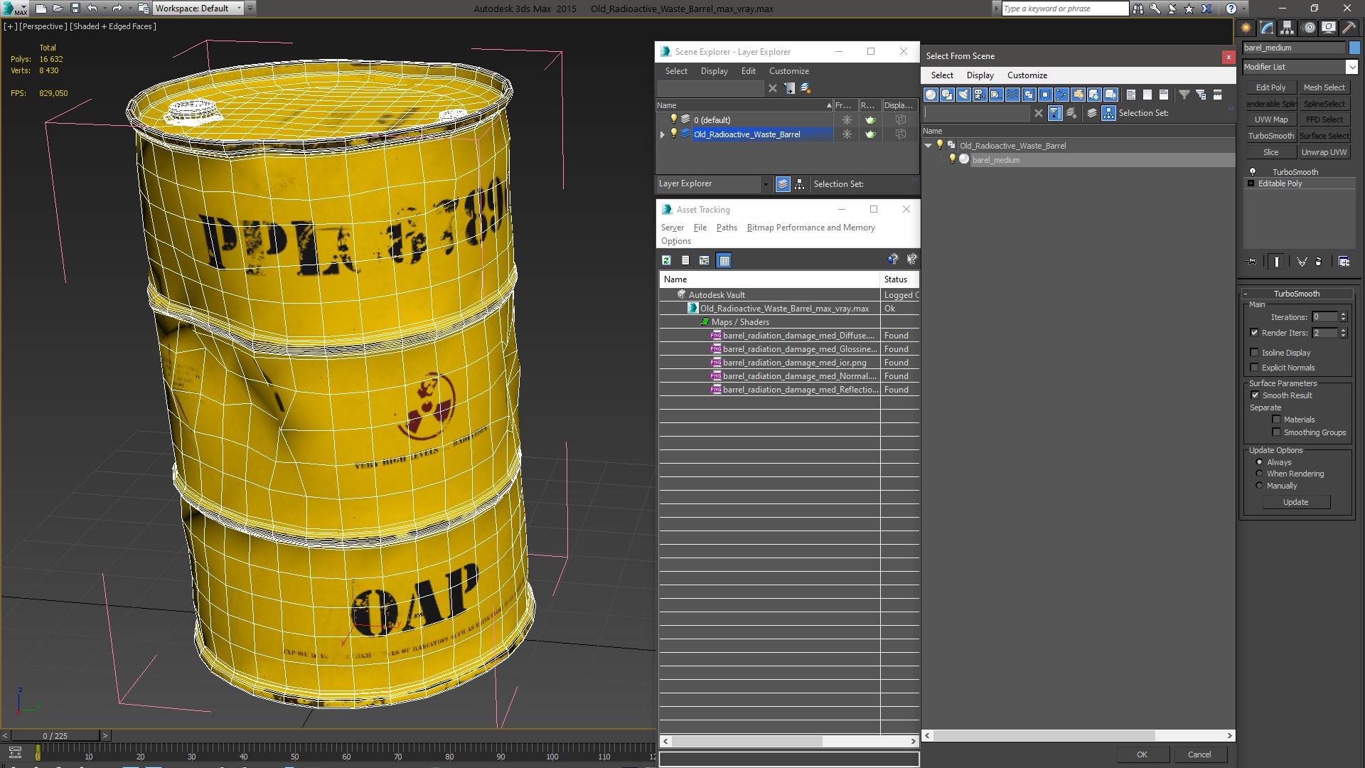 3D Old Radioactive Waste Barrel model