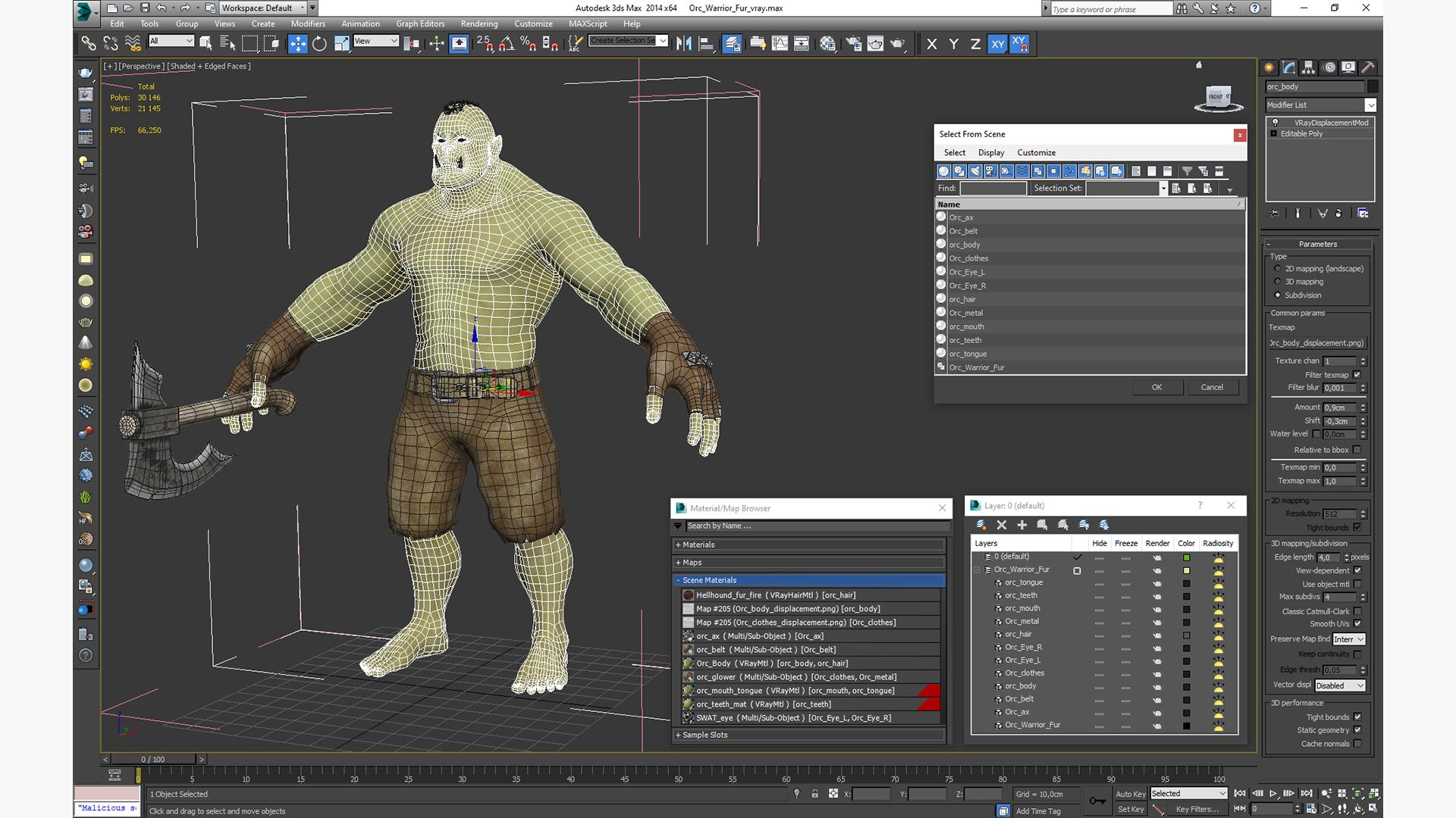 3D model Orc Warrior Fur