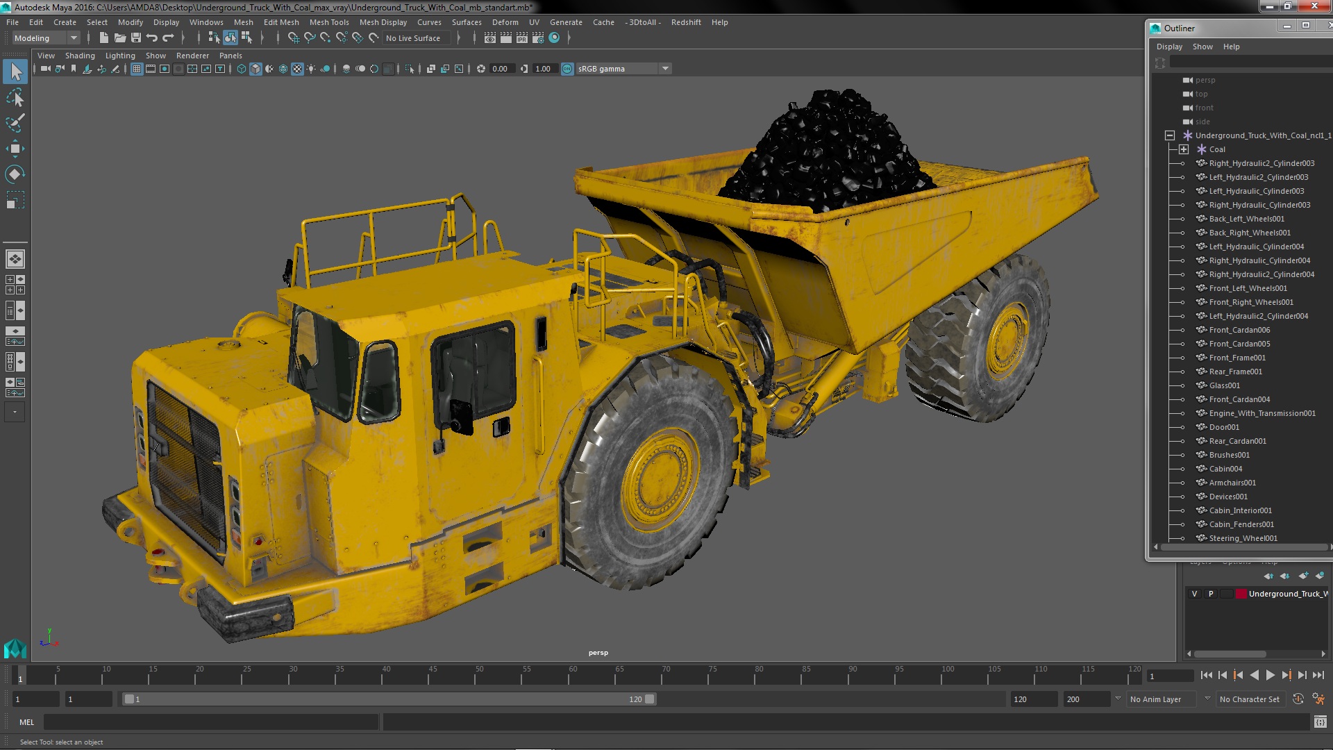 Underground Truck With Coal 3D