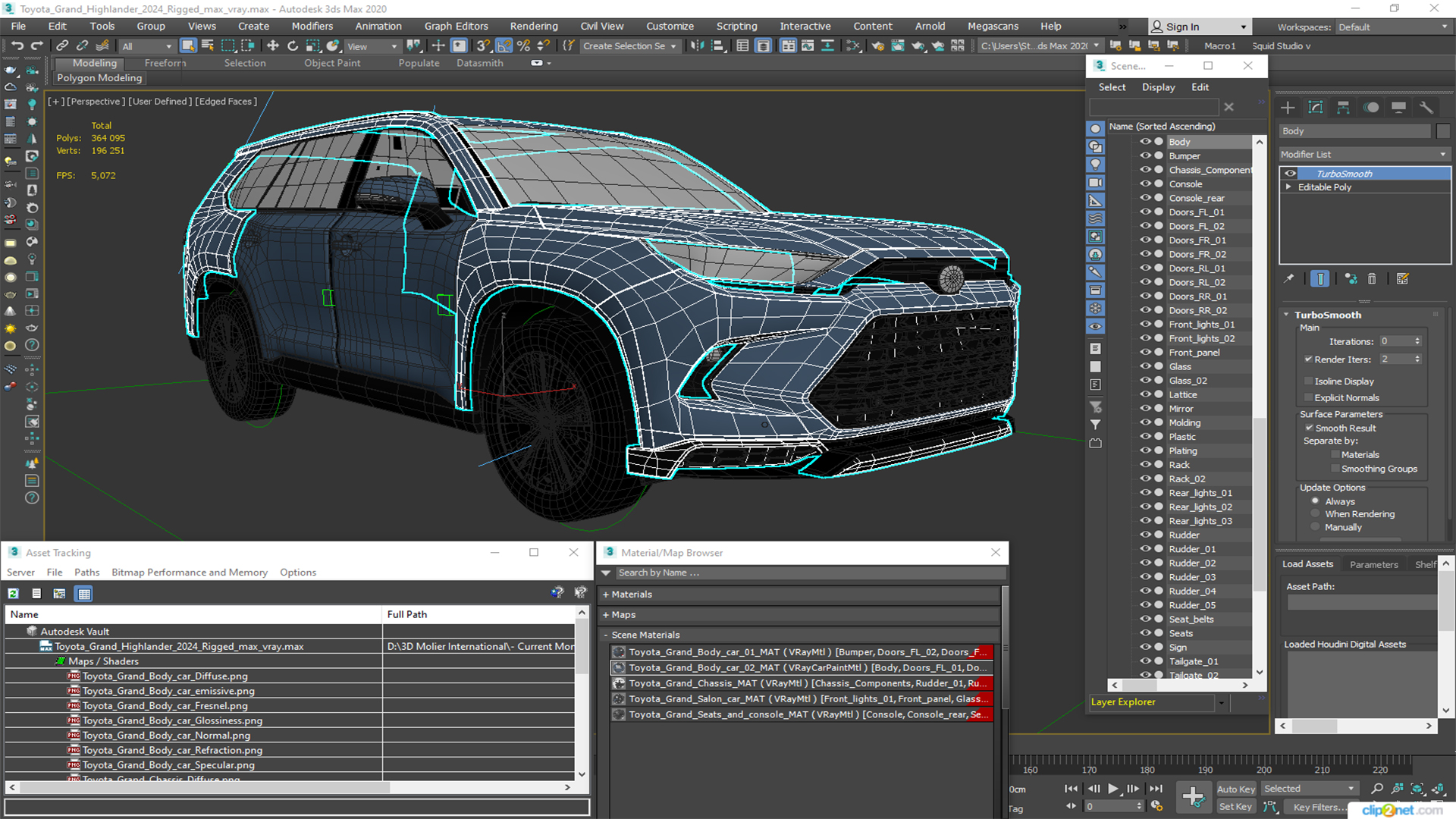 3D model Toyota Grand Highlander 2024 Rigged