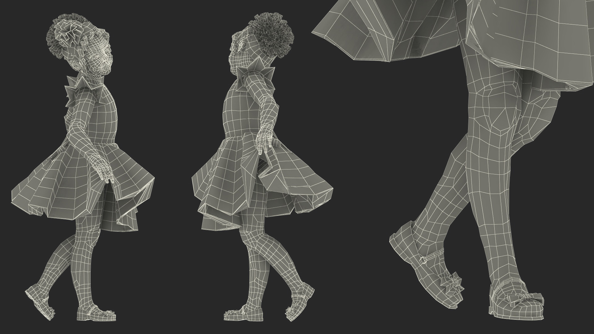 Dancing Girl Child in Dress 3D