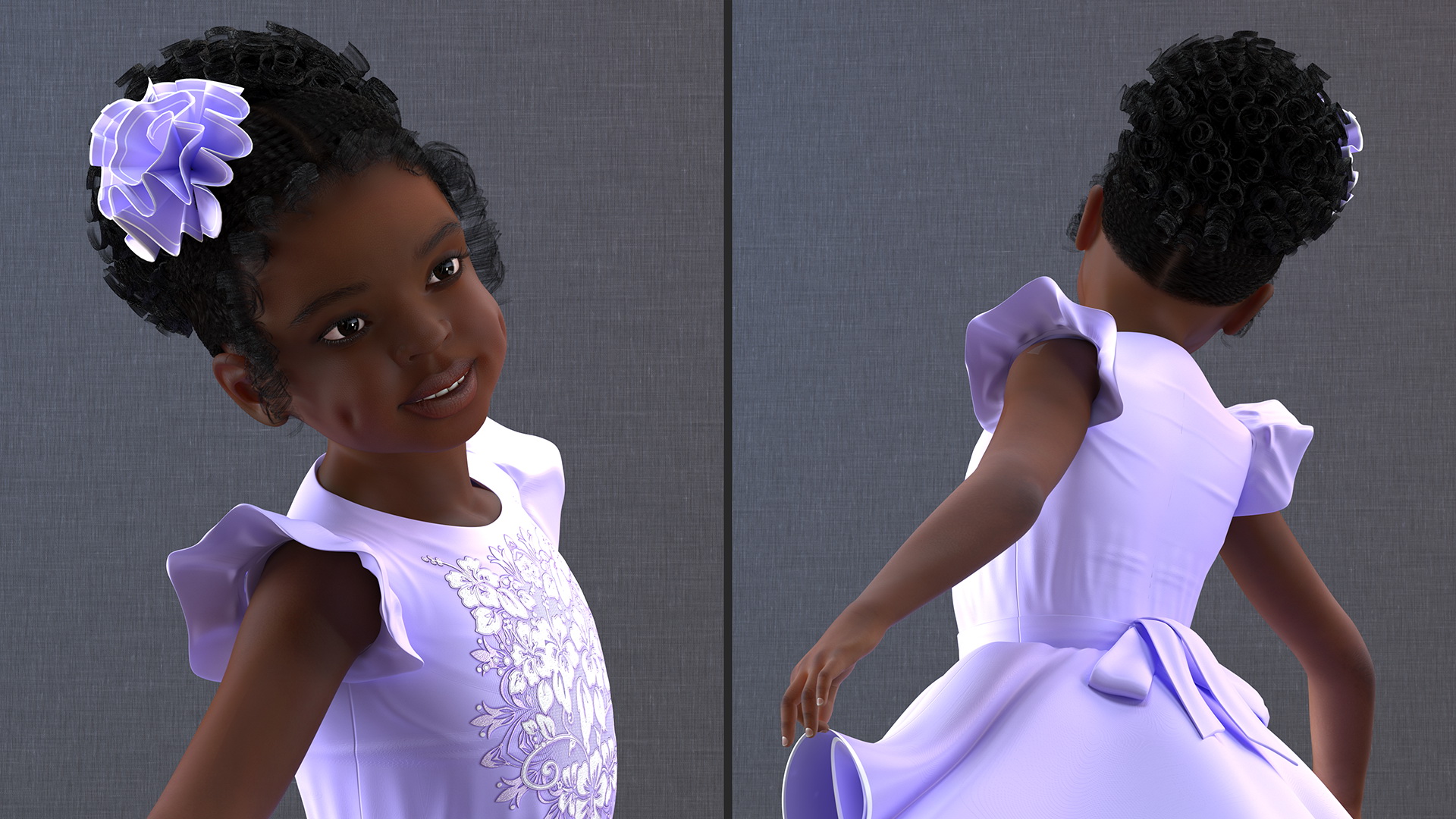 Dancing Girl Child in Dress 3D