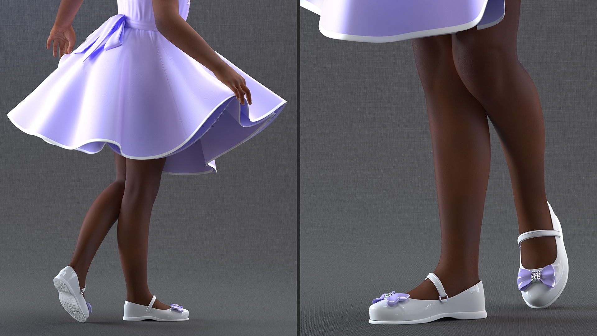 Dancing Girl Child in Dress 3D