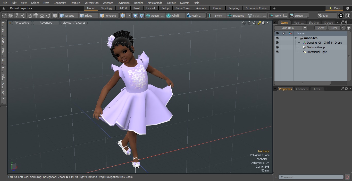 Dancing Girl Child in Dress 3D