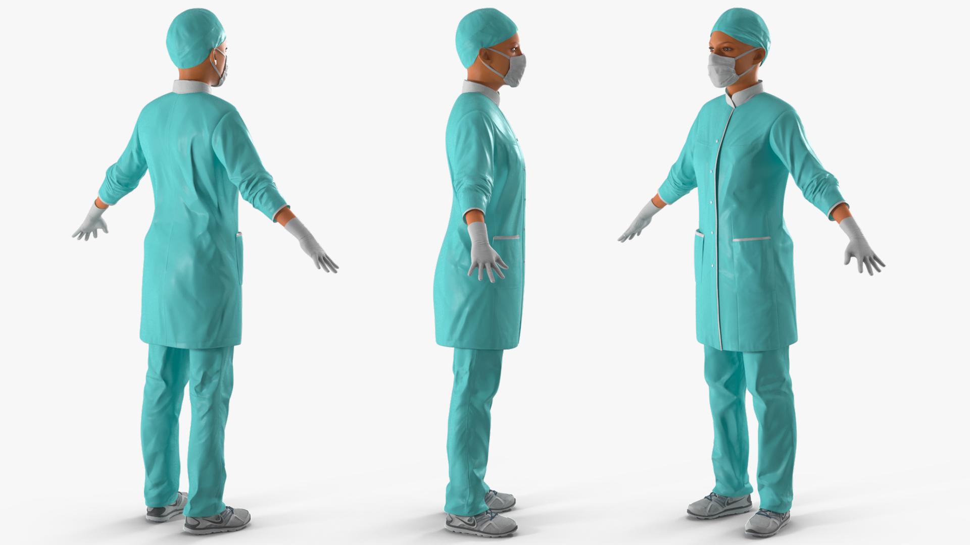 3D model Female Surgeon In Surgical Wear Fur