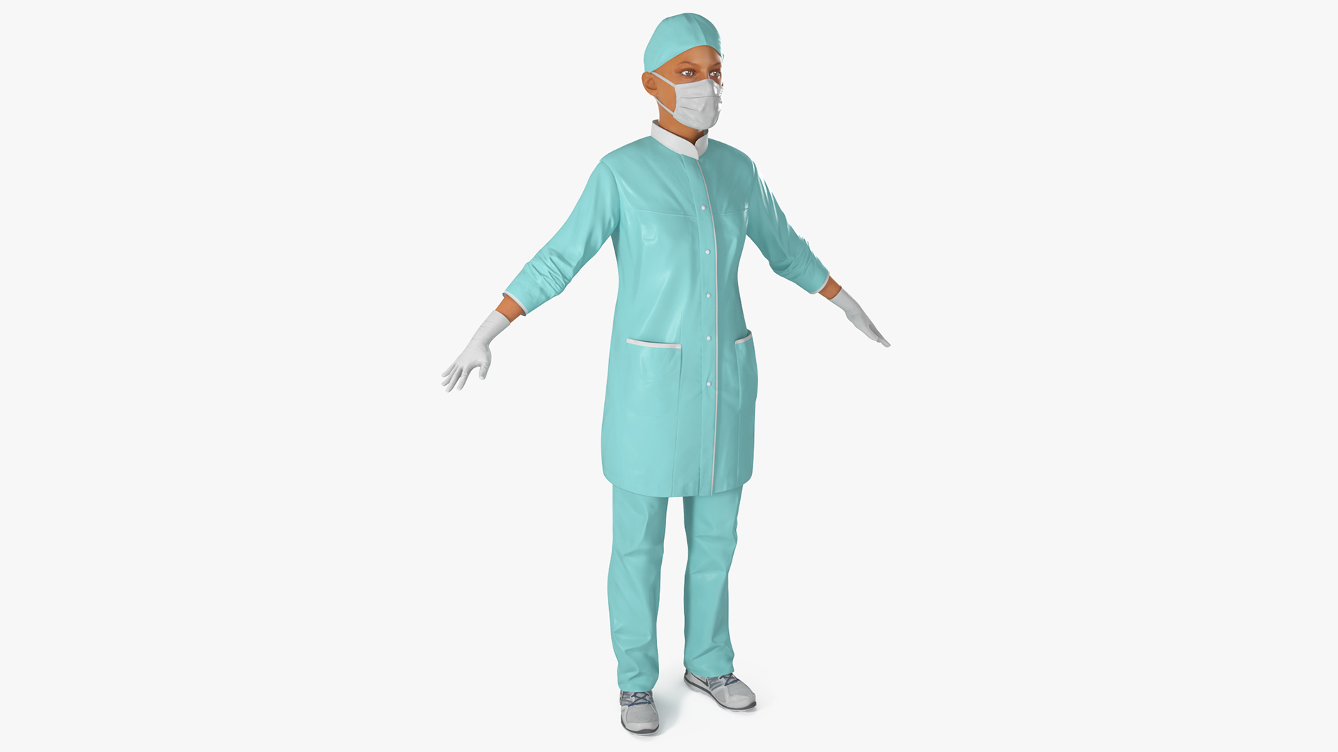 3D model Female Surgeon In Surgical Wear Fur