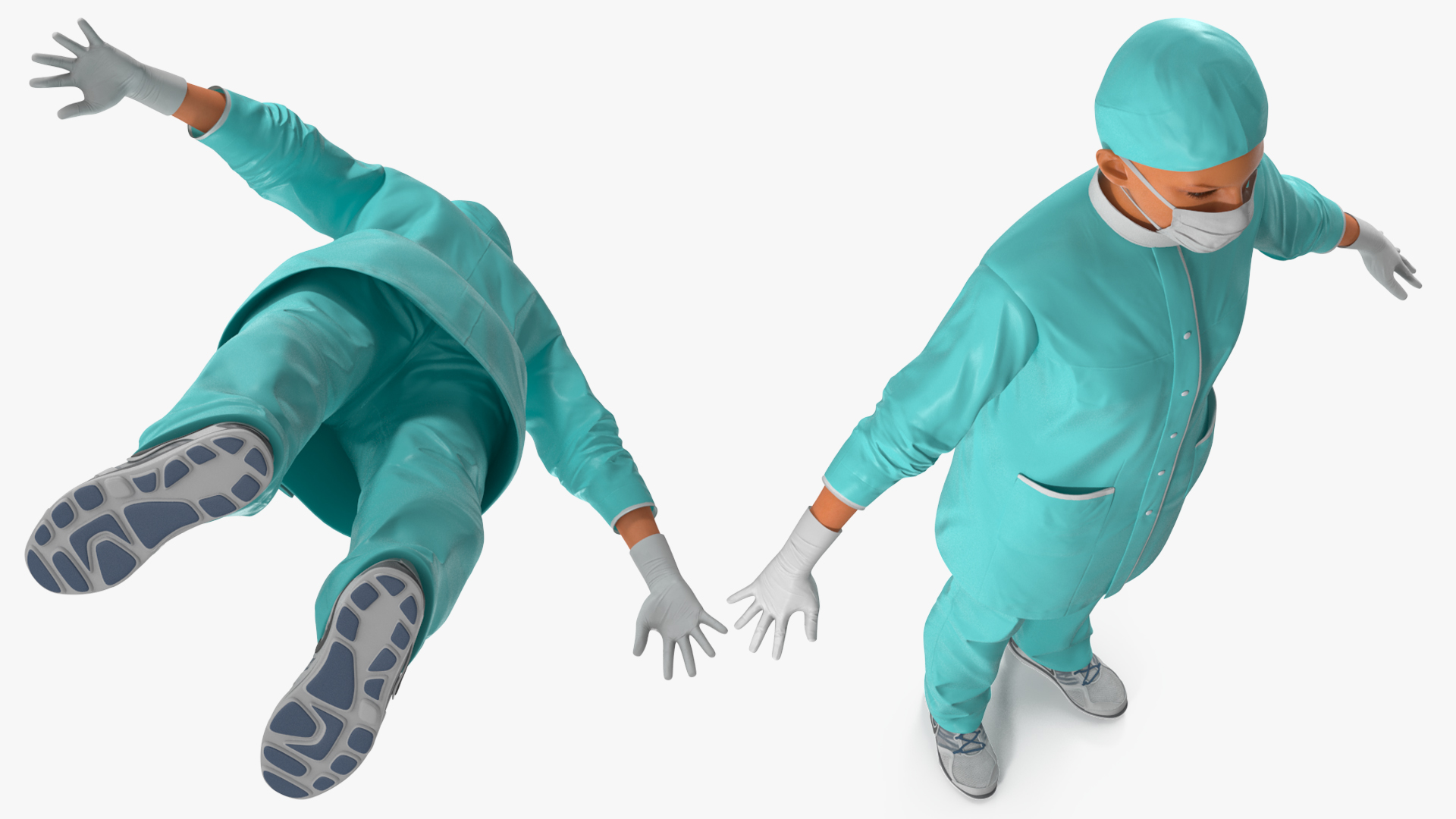 3D model Female Surgeon In Surgical Wear Fur