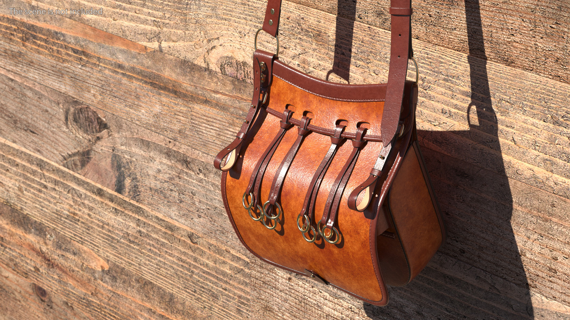 Leather Hunting Brown Handmade Bag 3D model