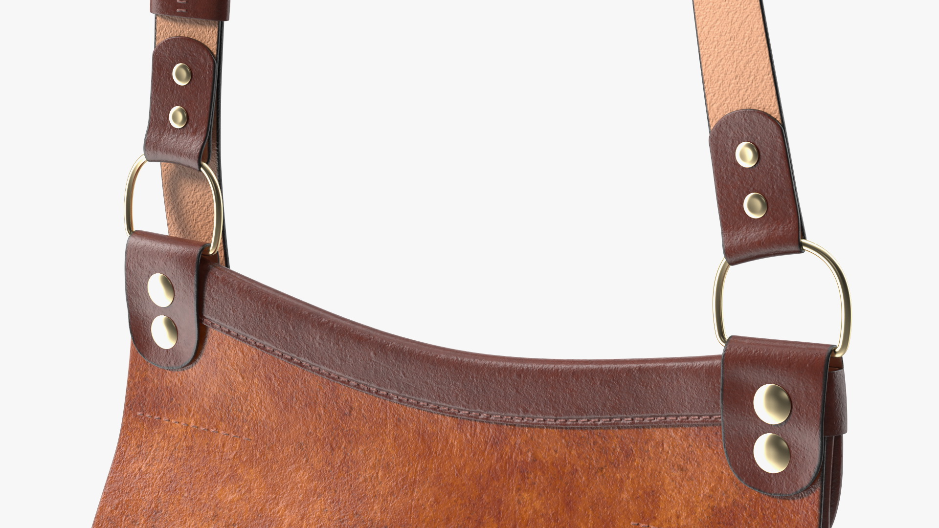 Leather Hunting Brown Handmade Bag 3D model