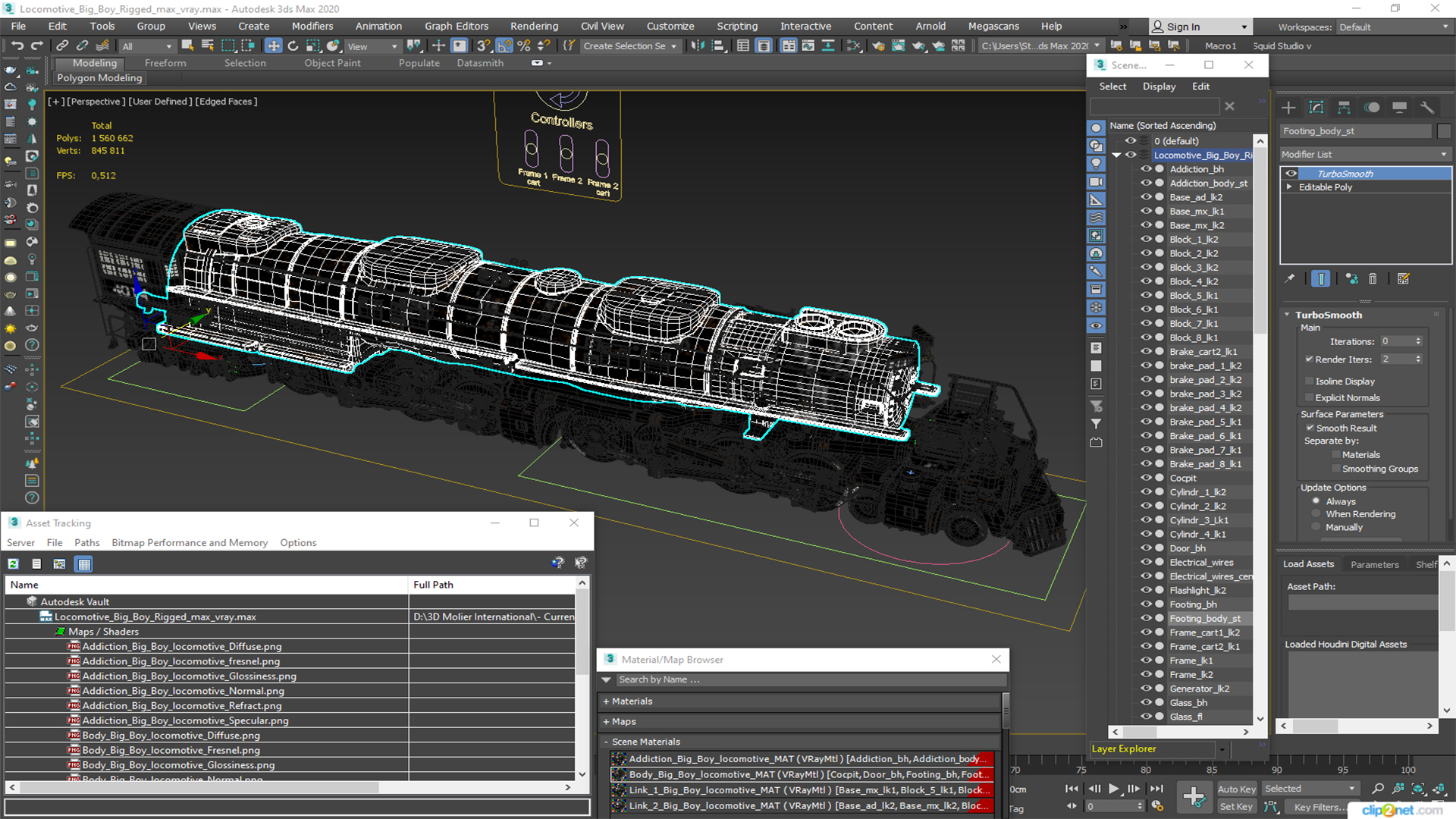 Locomotive Big Boy Rigged for Maya 3D model