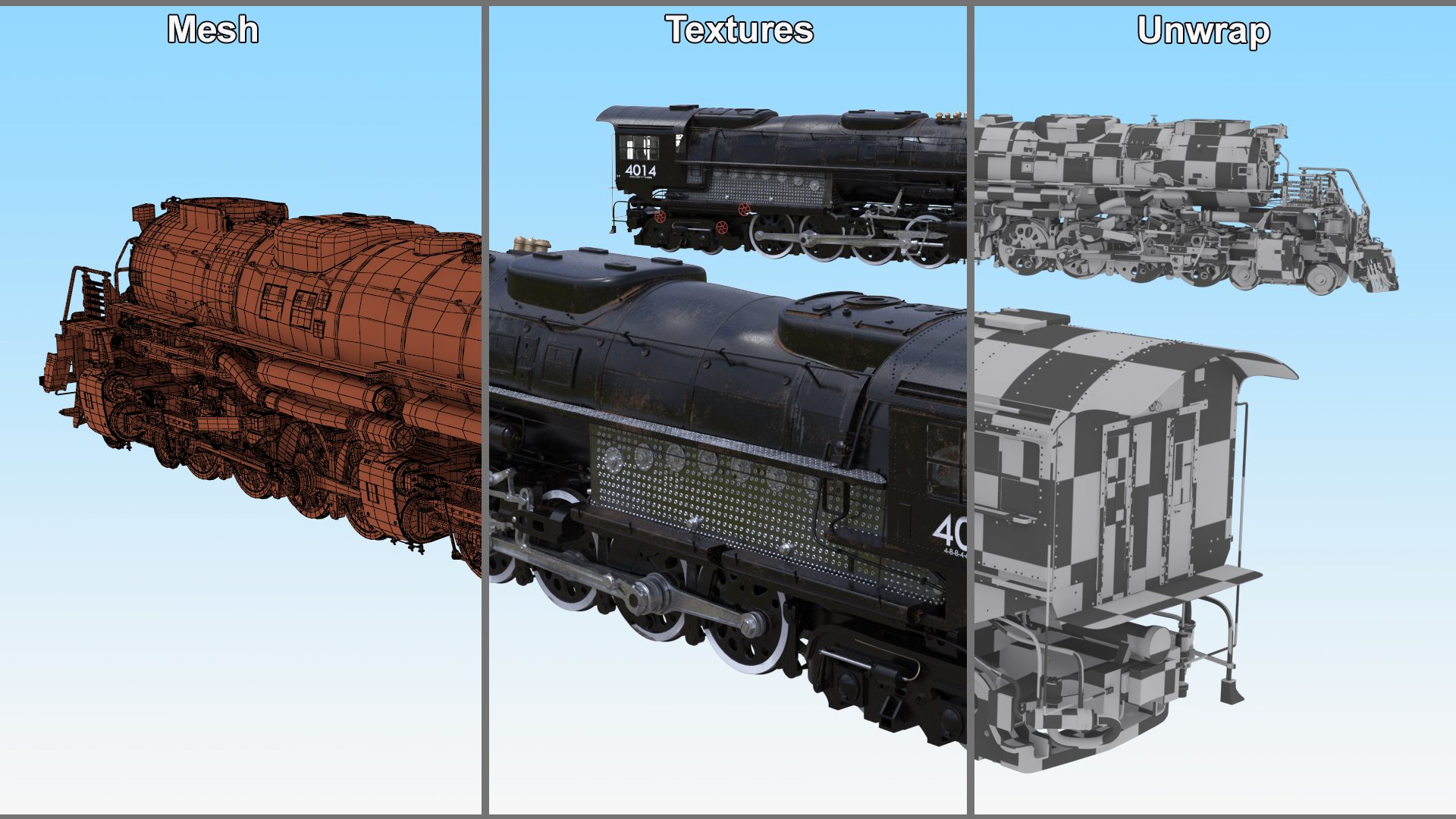 Locomotive Big Boy Rigged for Maya 3D model