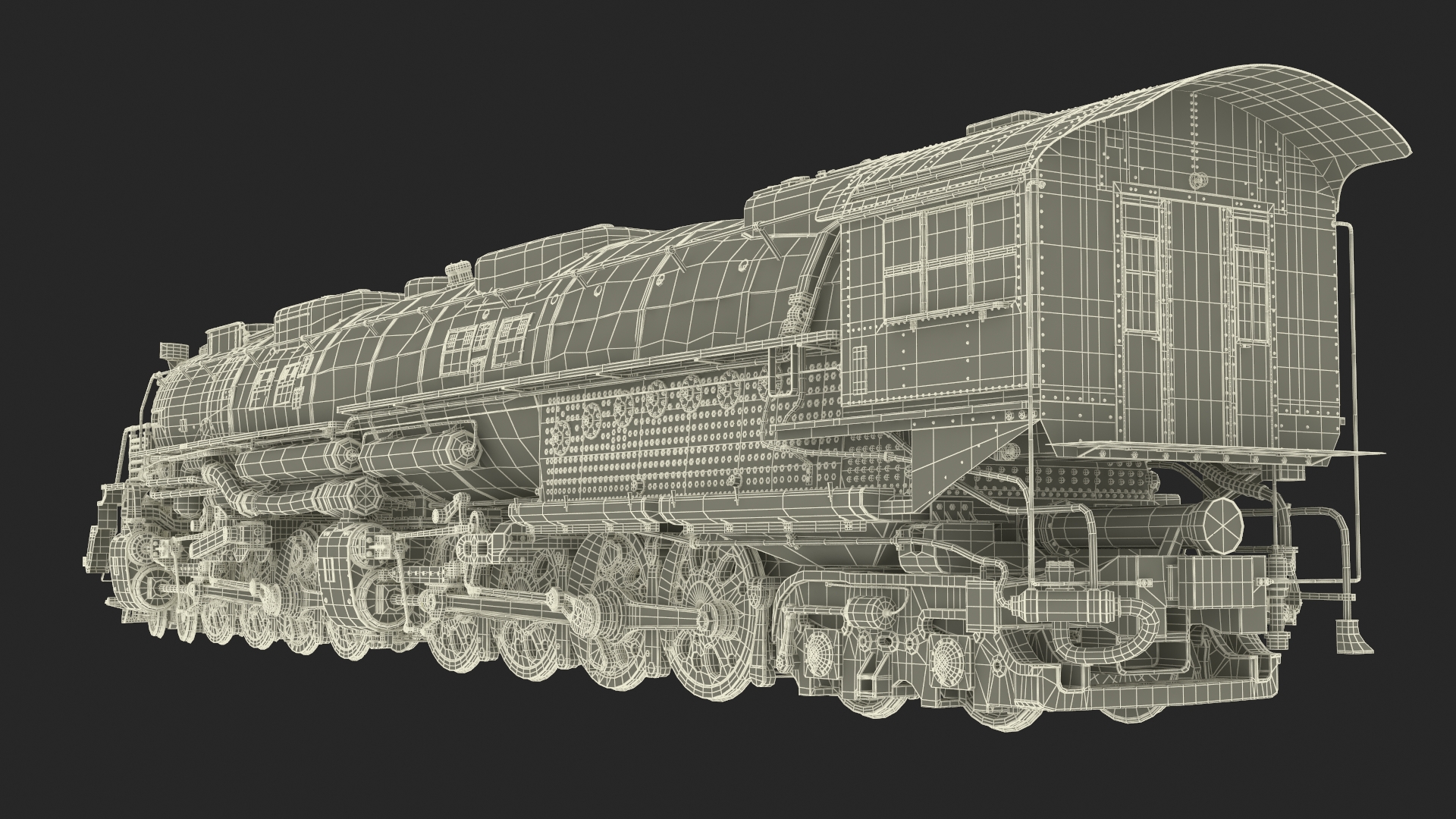 Locomotive Big Boy Rigged for Maya 3D model