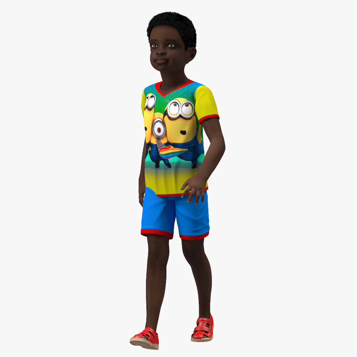 3D Black Child Boy Rigged for Cinema 4D