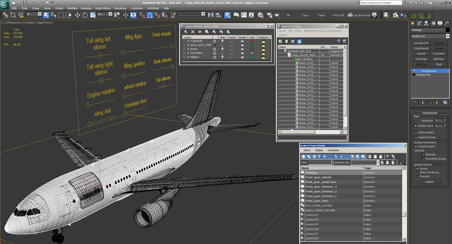 3D Cargo Aircraft Airbus A310 300F Generic Rigged