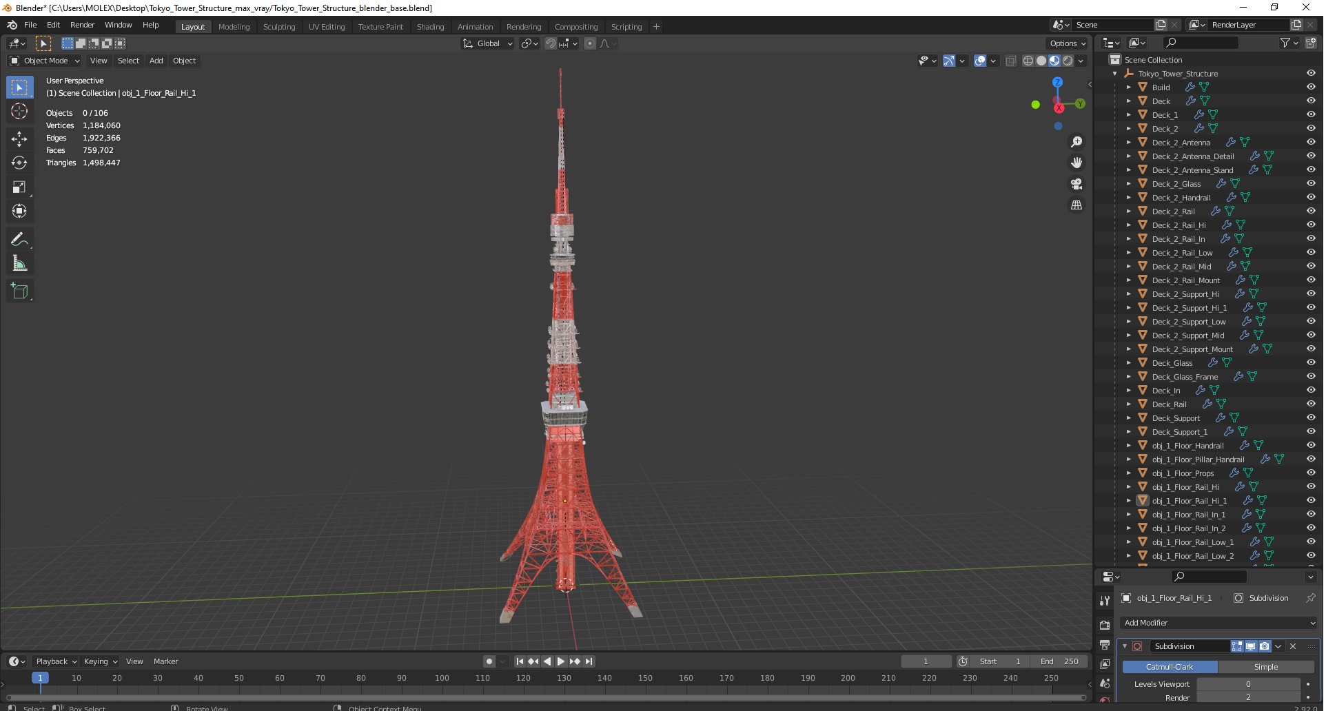 3D Tokyo Tower Structure