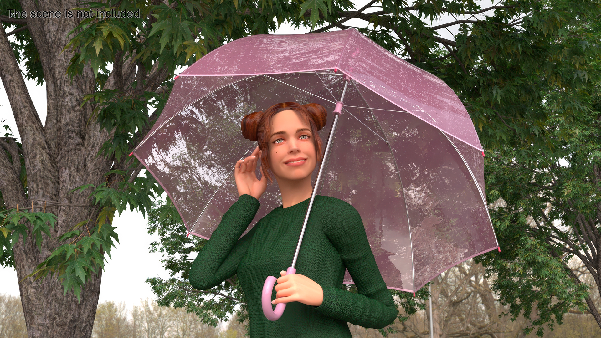 3D model Pink Clear Bubble Umbrella Wet