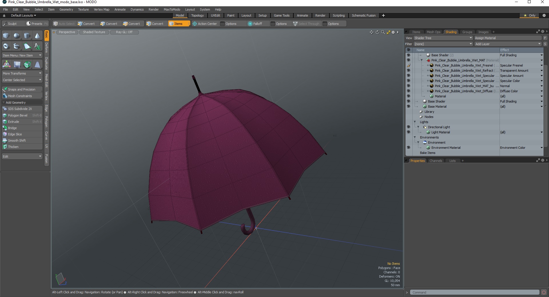 3D model Pink Clear Bubble Umbrella Wet
