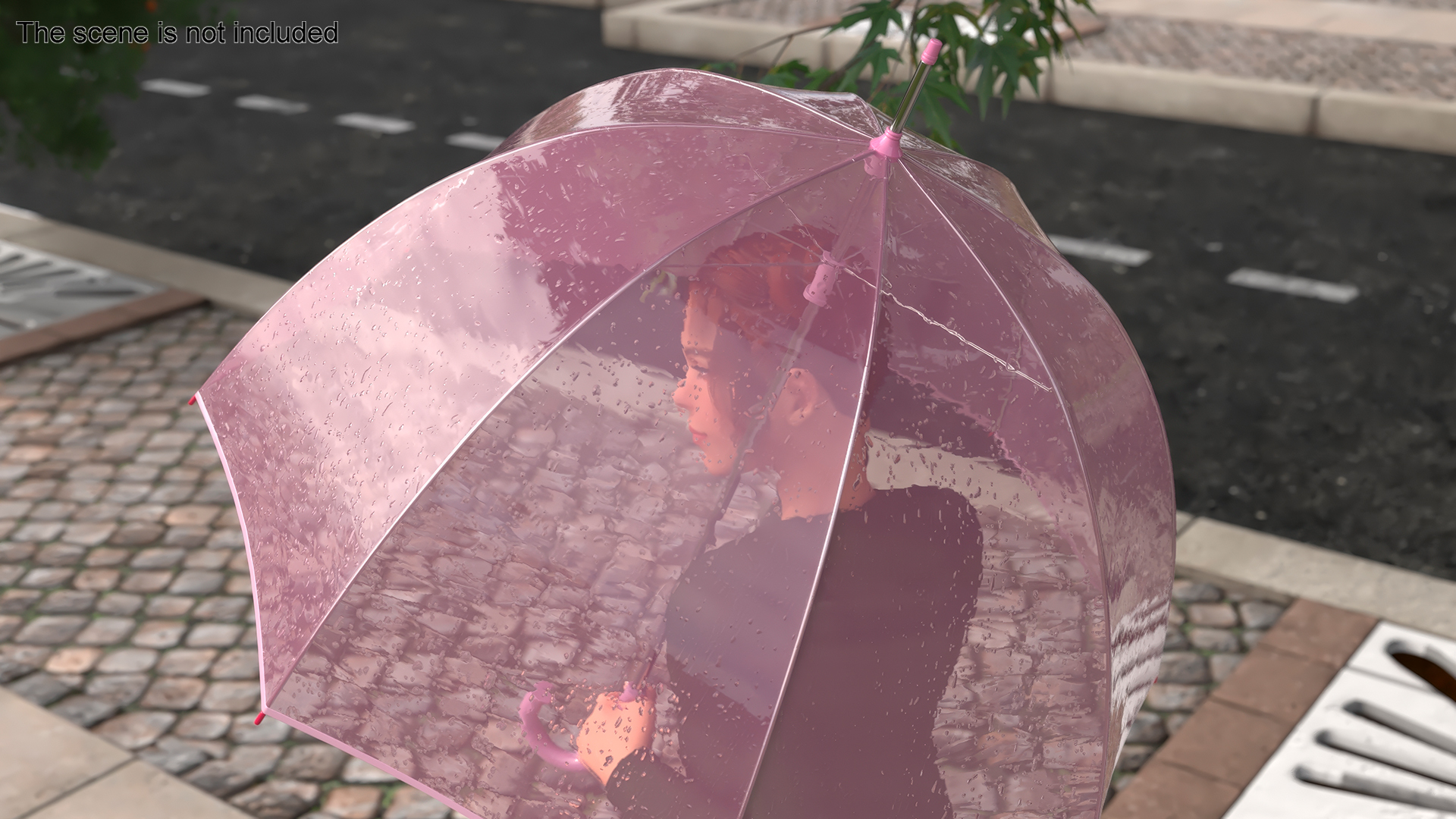3D model Pink Clear Bubble Umbrella Wet
