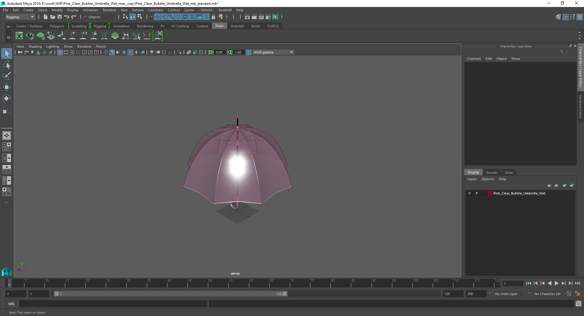 3D model Pink Clear Bubble Umbrella Wet