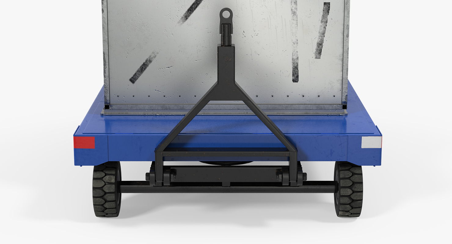 3D Airport Baggage Trailer with Container model