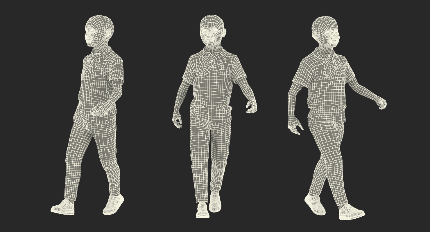 Modern Boy Walking Pose with Fur 3D