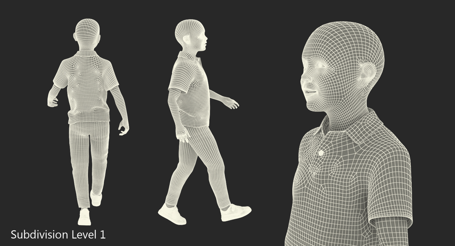 Modern Boy Walking Pose with Fur 3D