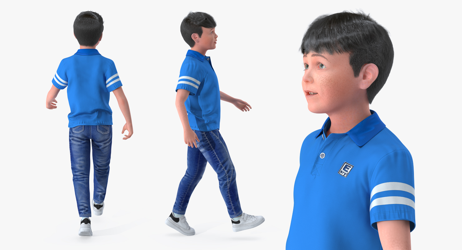 Modern Boy Walking Pose with Fur 3D