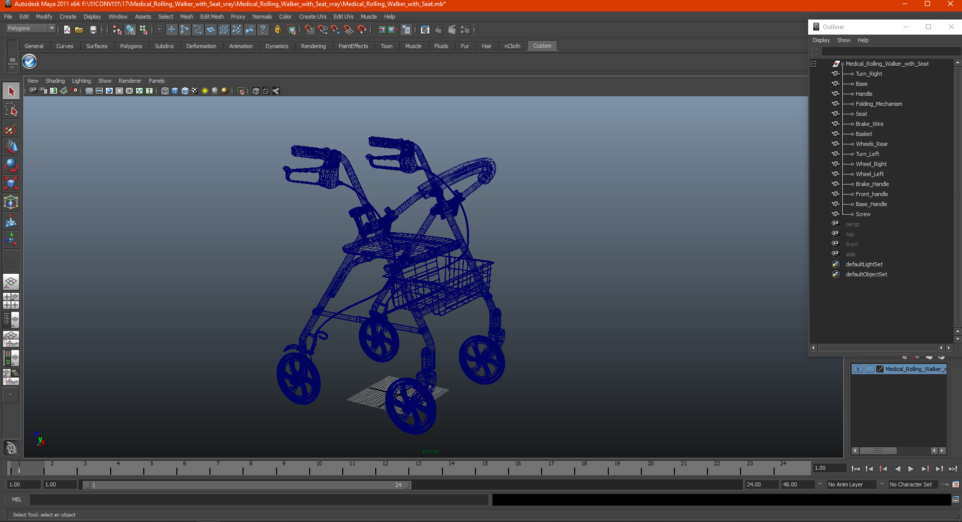 Medical Rolling Walker with Seat 3D