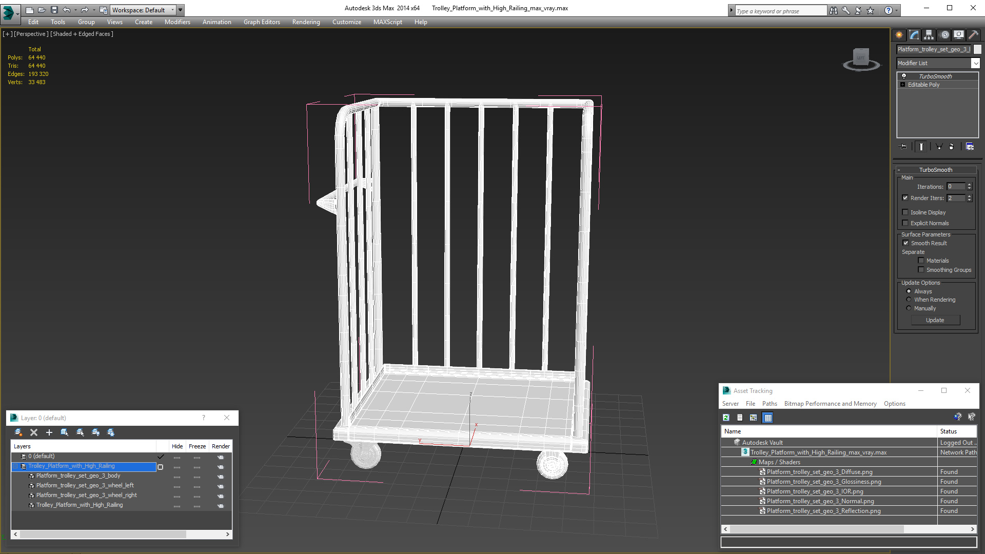Trolley Platform with High Railing 3D model