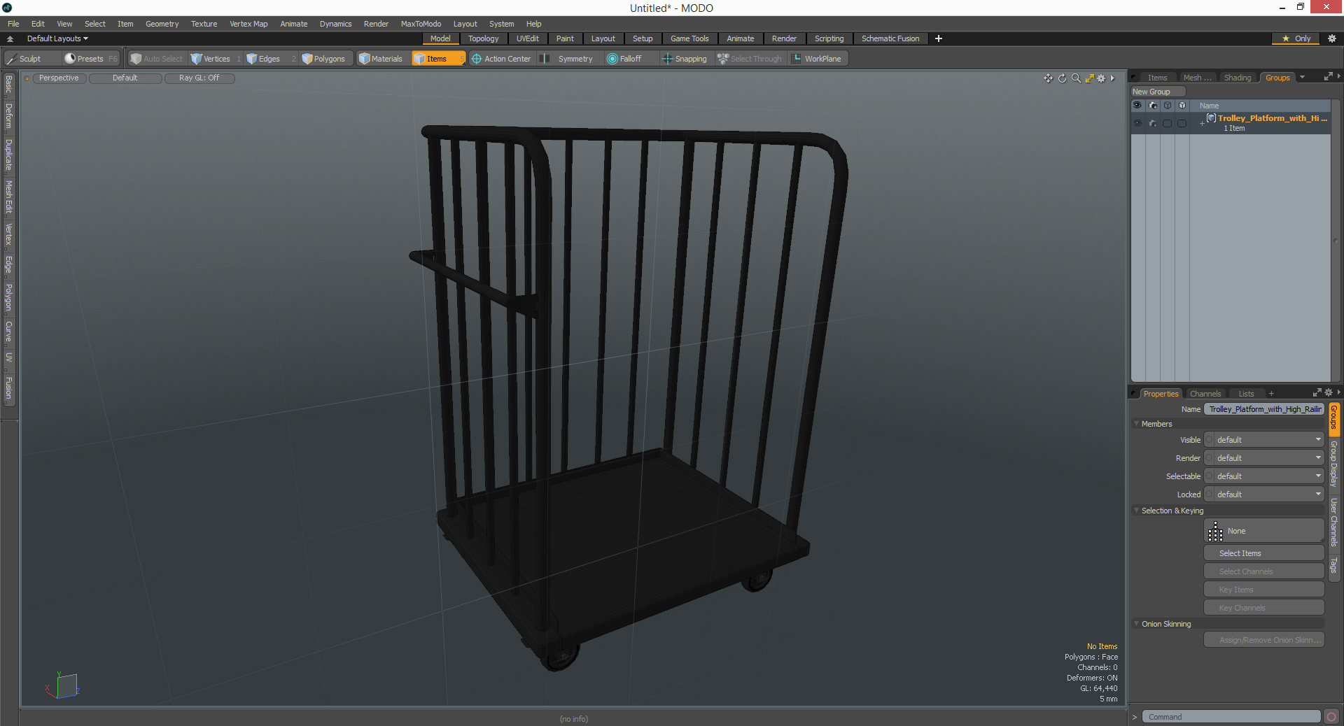 Trolley Platform with High Railing 3D model