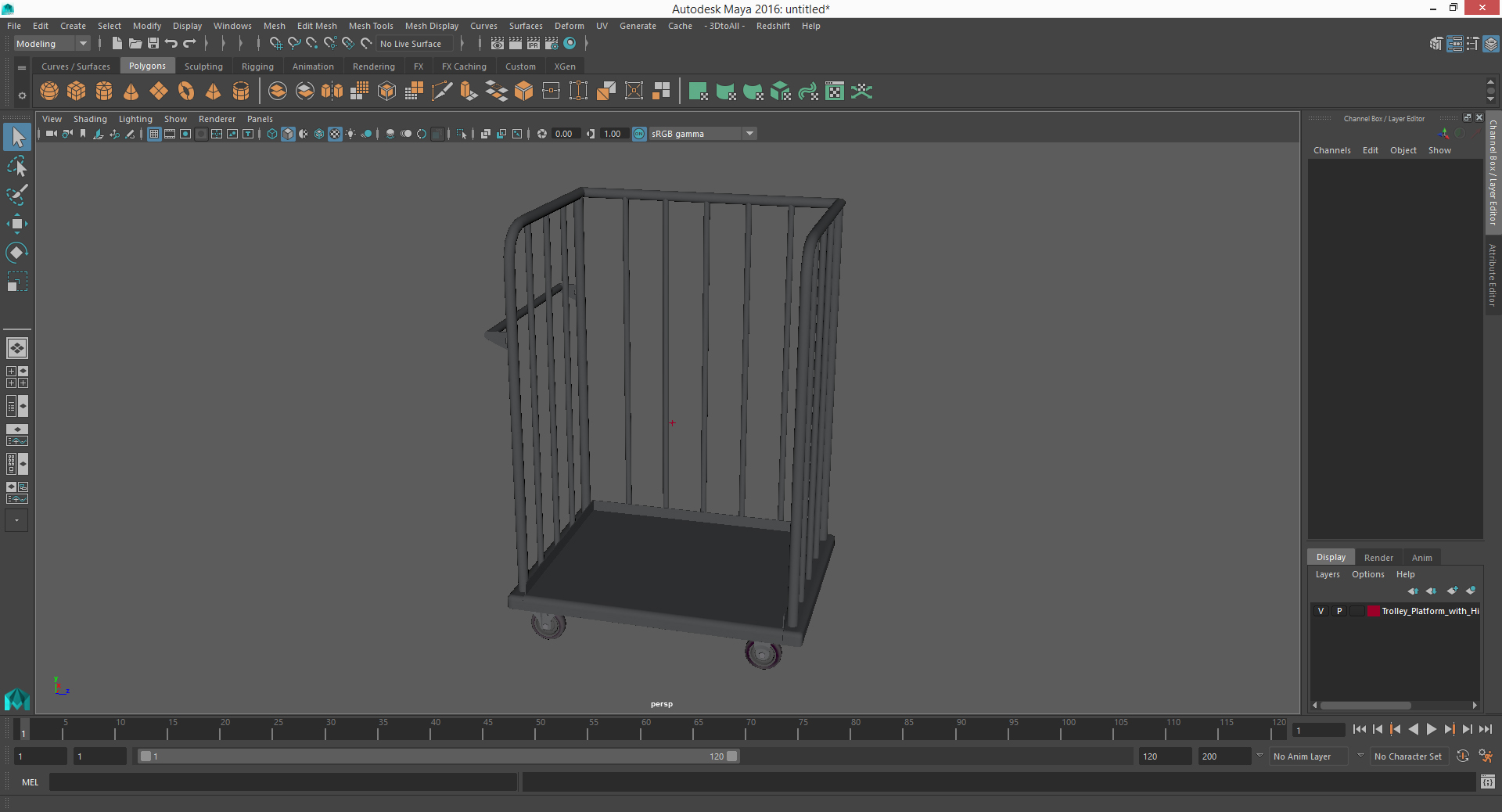Trolley Platform with High Railing 3D model
