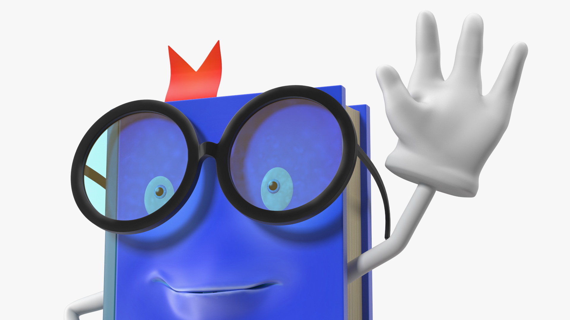 3D model Blue Textbook Character Waving Pose