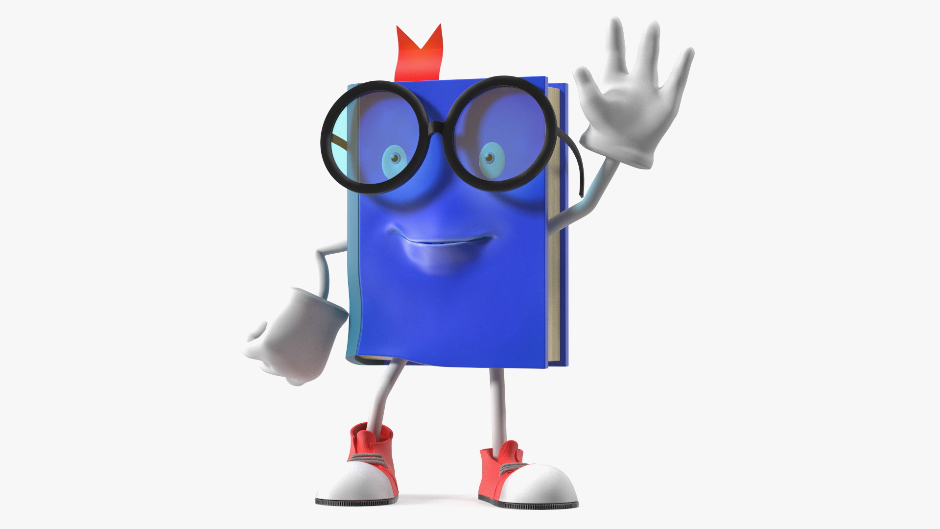 3D model Blue Textbook Character Waving Pose