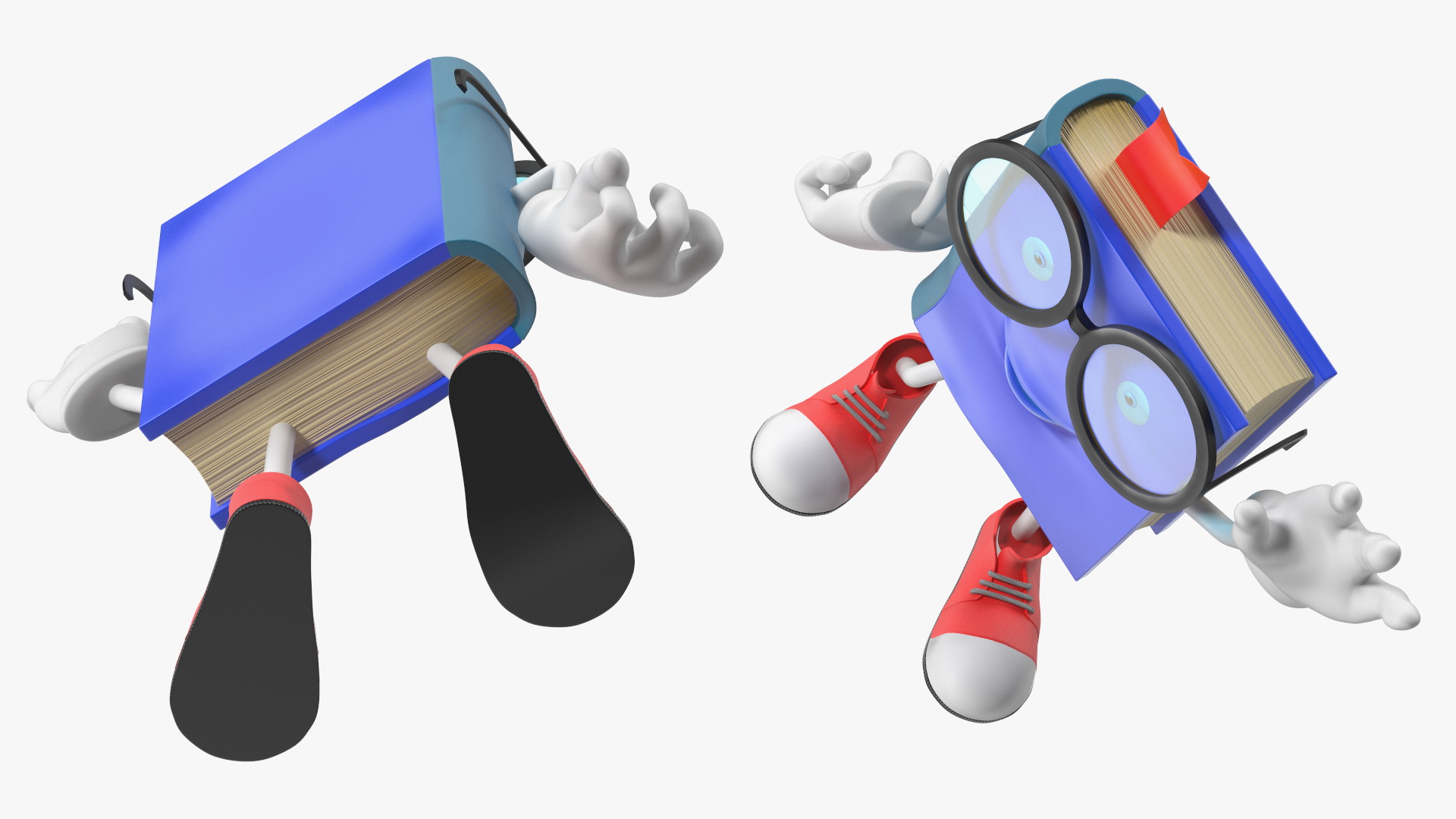3D model Blue Textbook Character Waving Pose