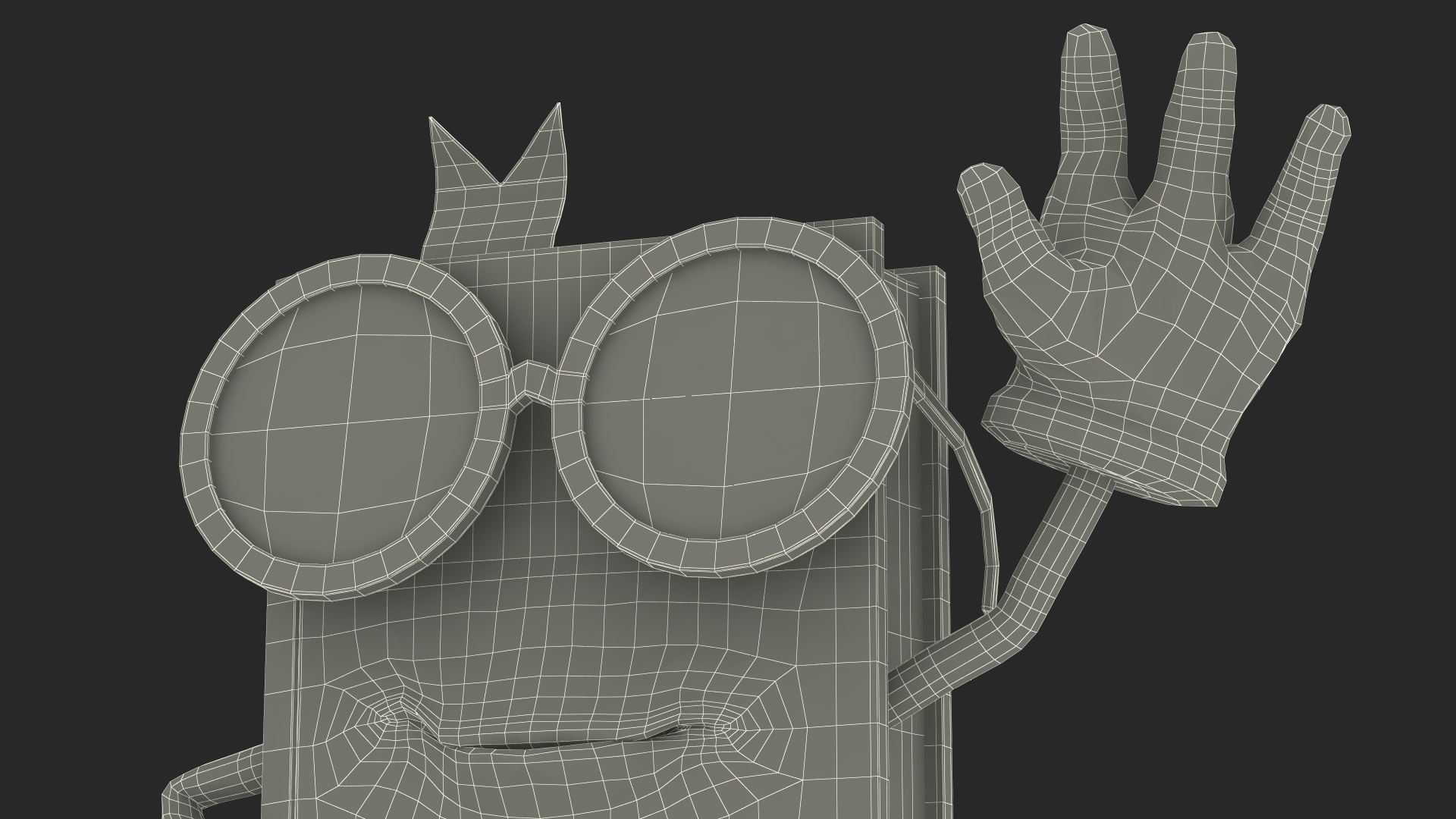 3D model Blue Textbook Character Waving Pose