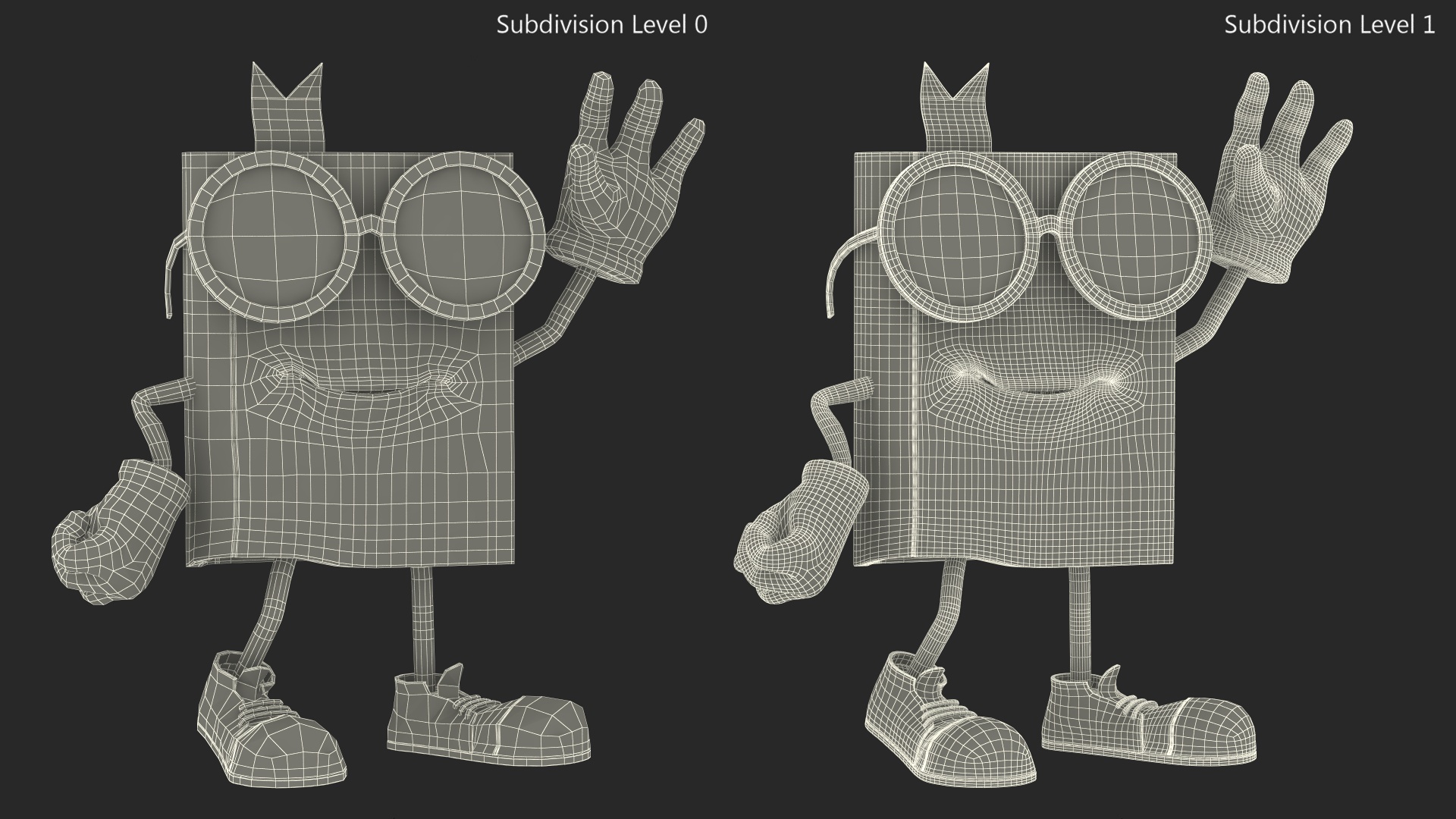 3D model Blue Textbook Character Waving Pose