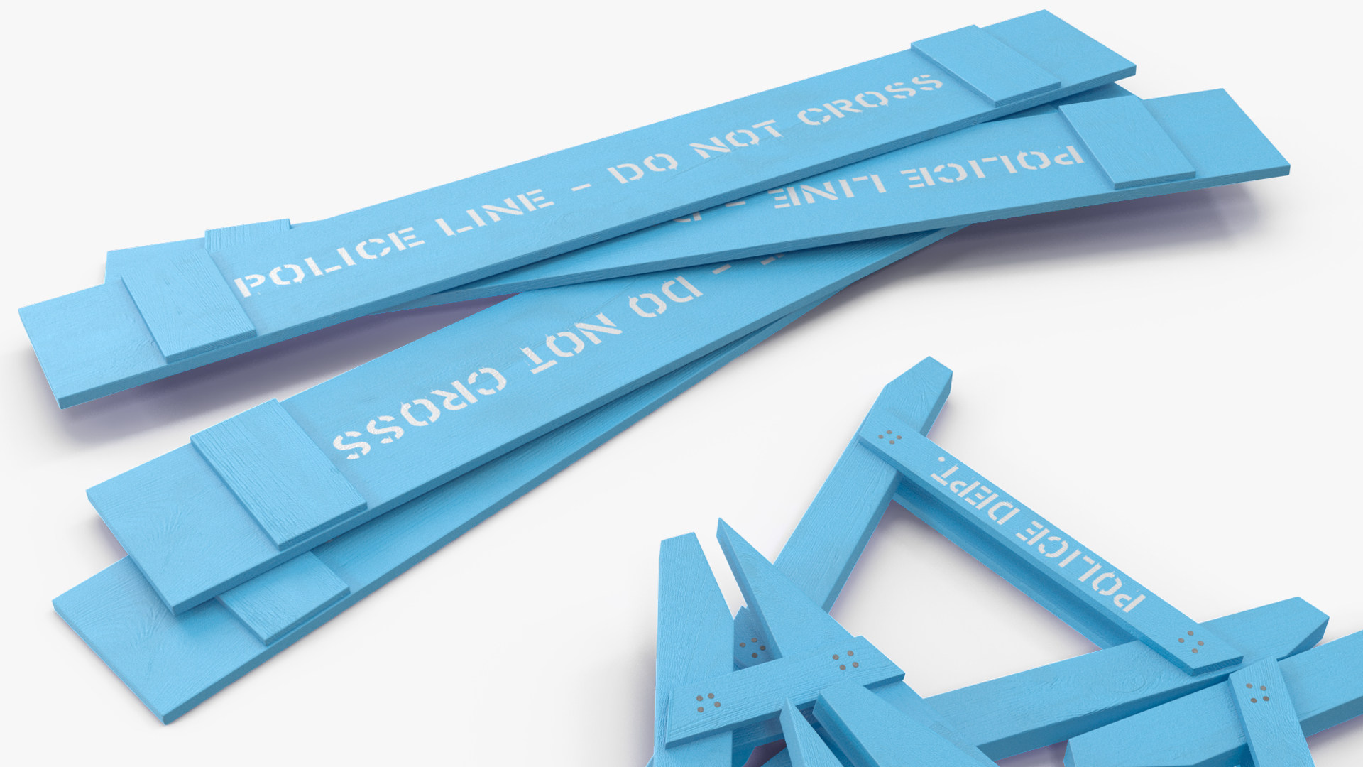 Police Wooden Traffic Barricade Disassembled 3D model