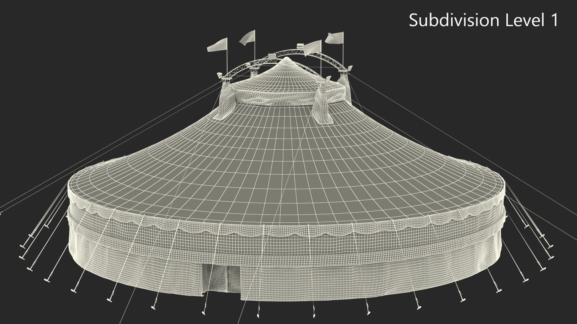 3D model Classic Circus Tent with Flags